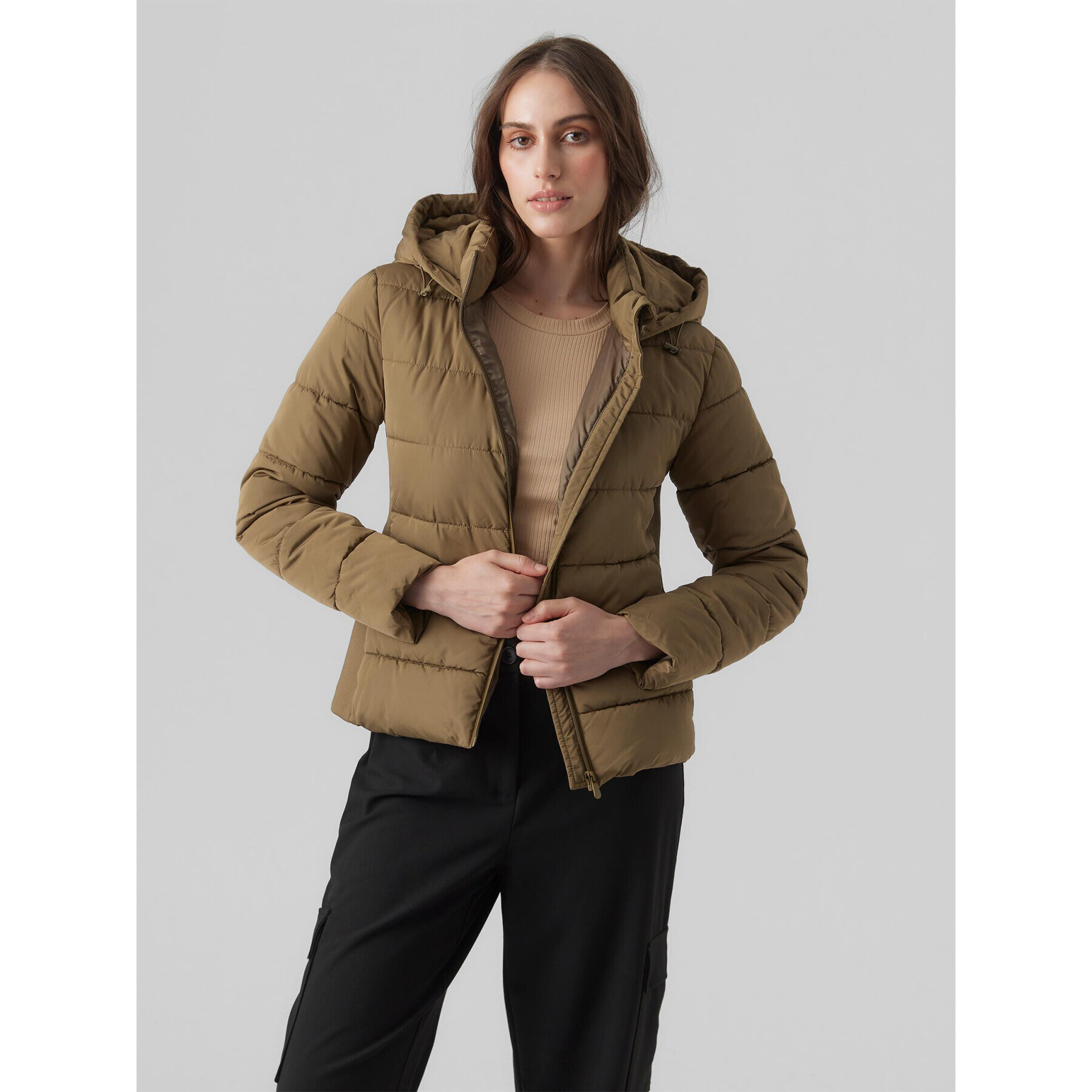 Vero Moda Пухено яке 10289837 Кафяв Regular Fit - Pepit.bg