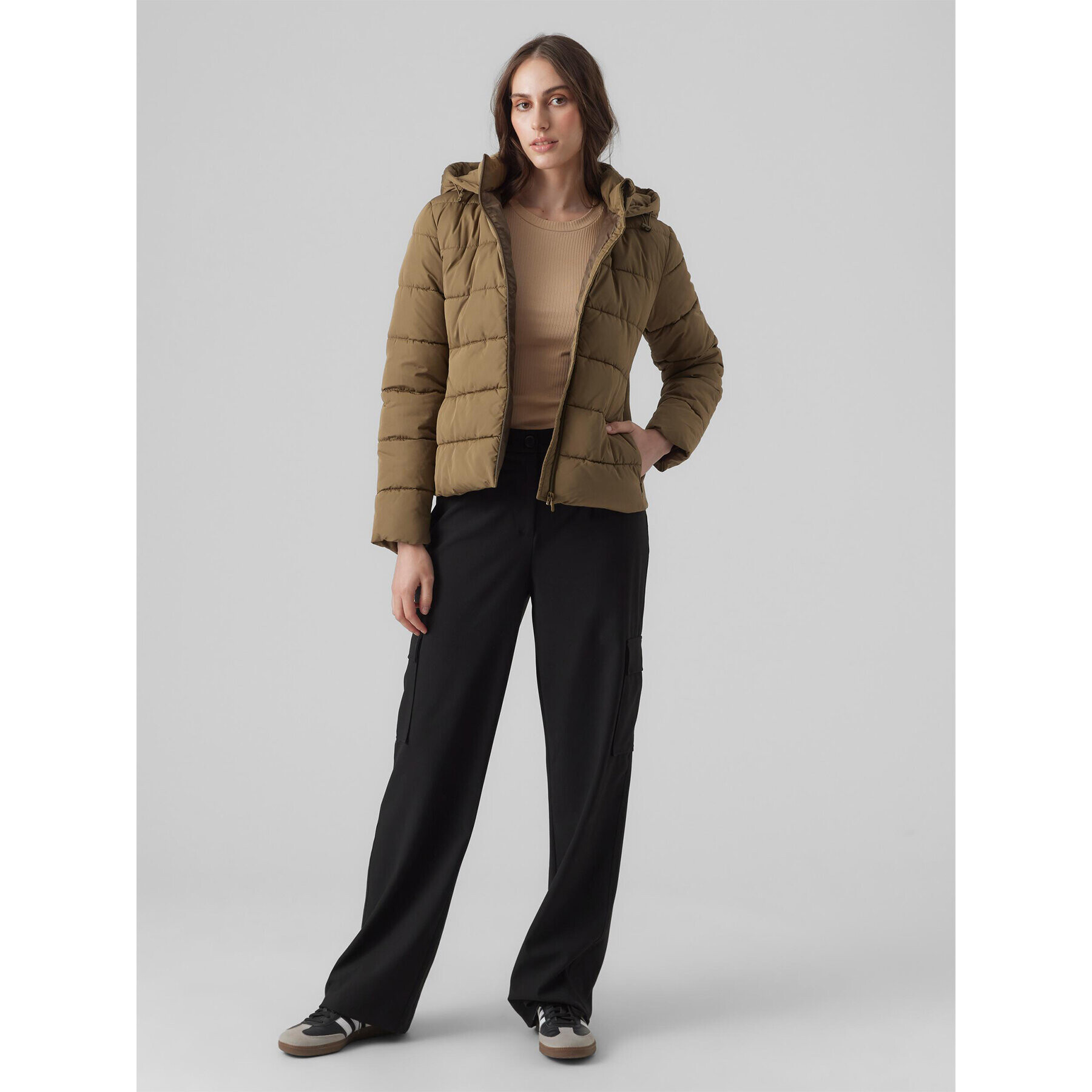 Vero Moda Пухено яке 10289837 Кафяв Regular Fit - Pepit.bg