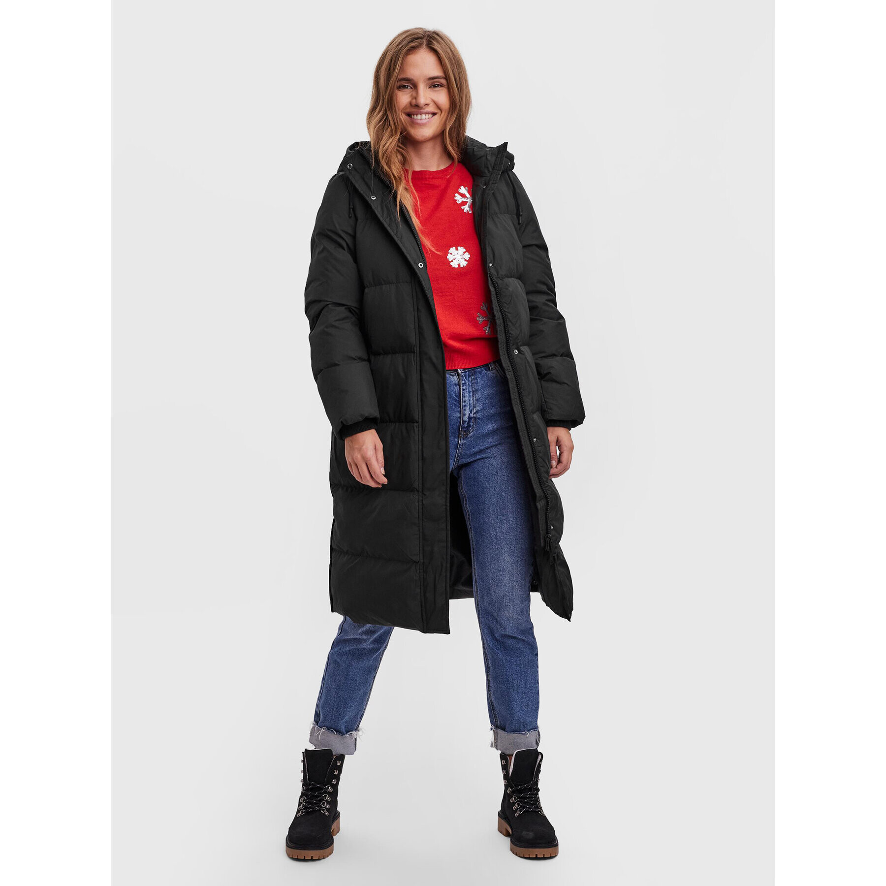 Vero Moda Пухено яке Erica Holly 10251595 Черен Regular Fit - Pepit.bg