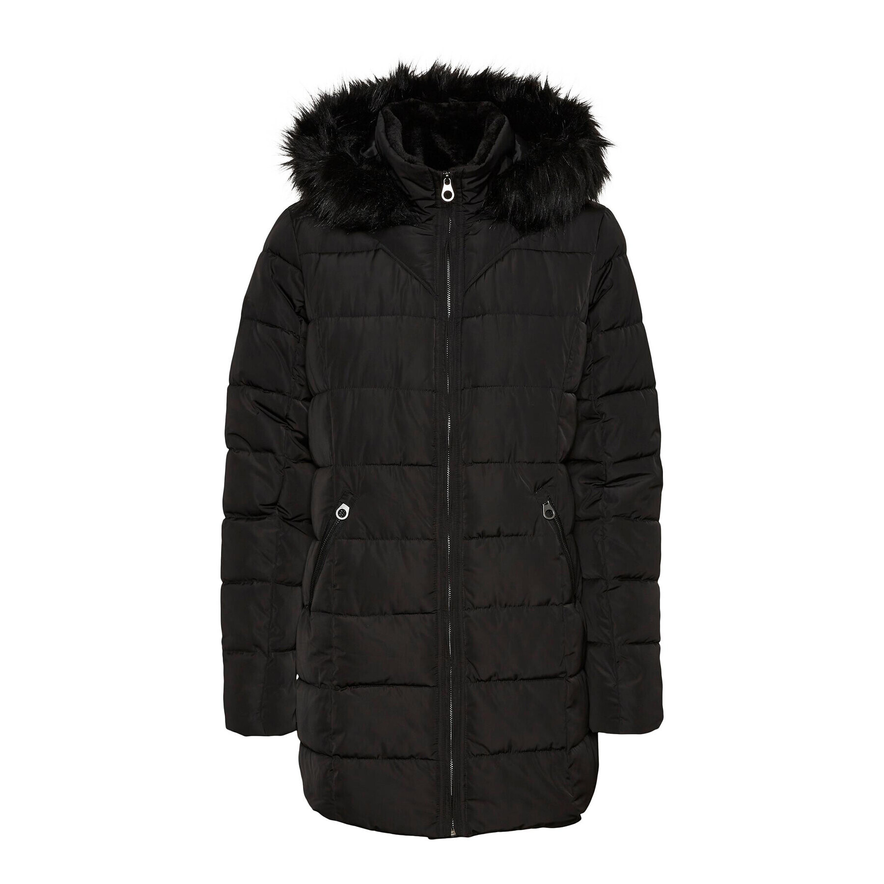 Vero Moda Пухено яке Liv 10266903 Черен Regular Fit - Pepit.bg