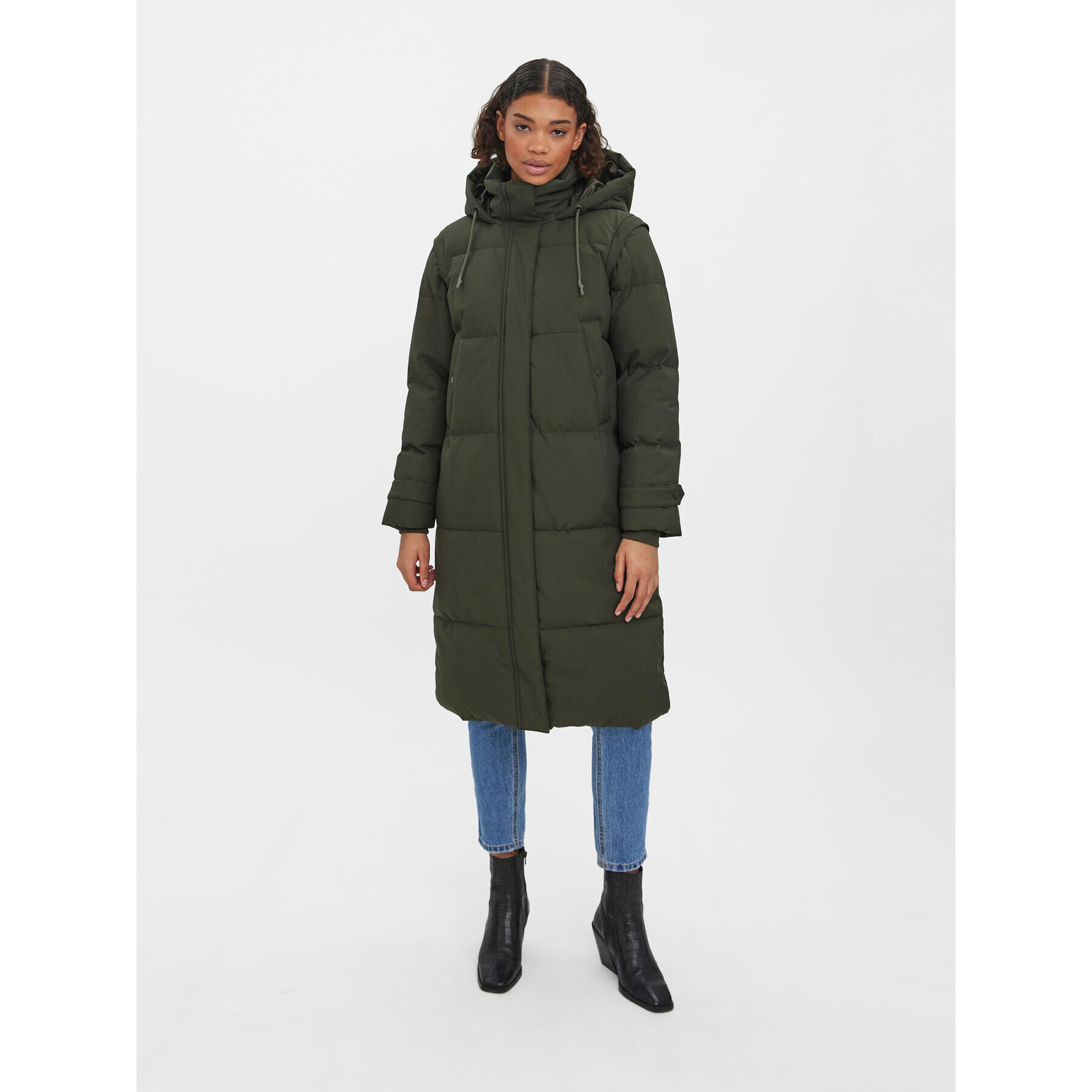 Vero Moda Пухено яке Margaret 10270066 Зелен Regular Fit - Pepit.bg