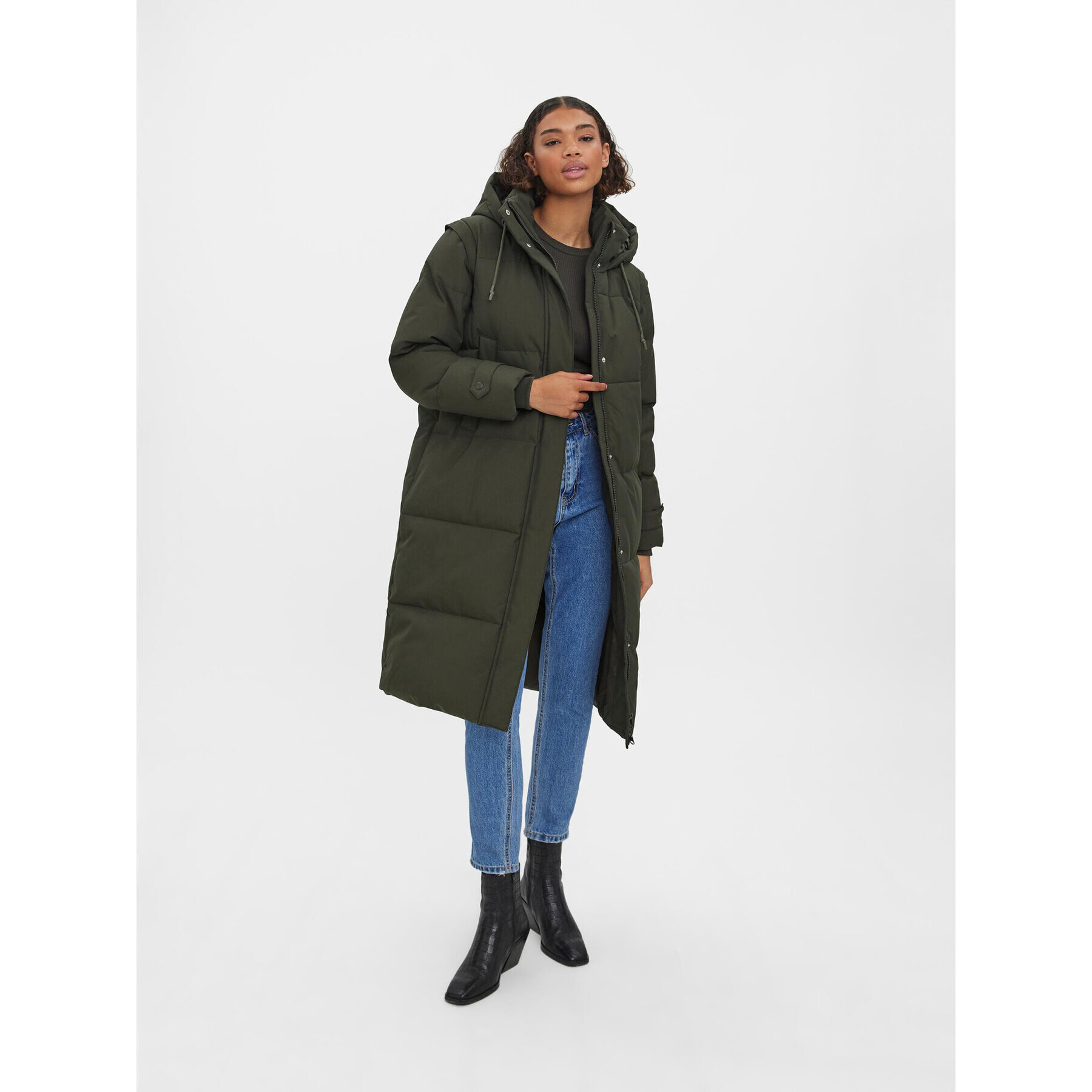Vero Moda Пухено яке Margaret 10270066 Зелен Regular Fit - Pepit.bg