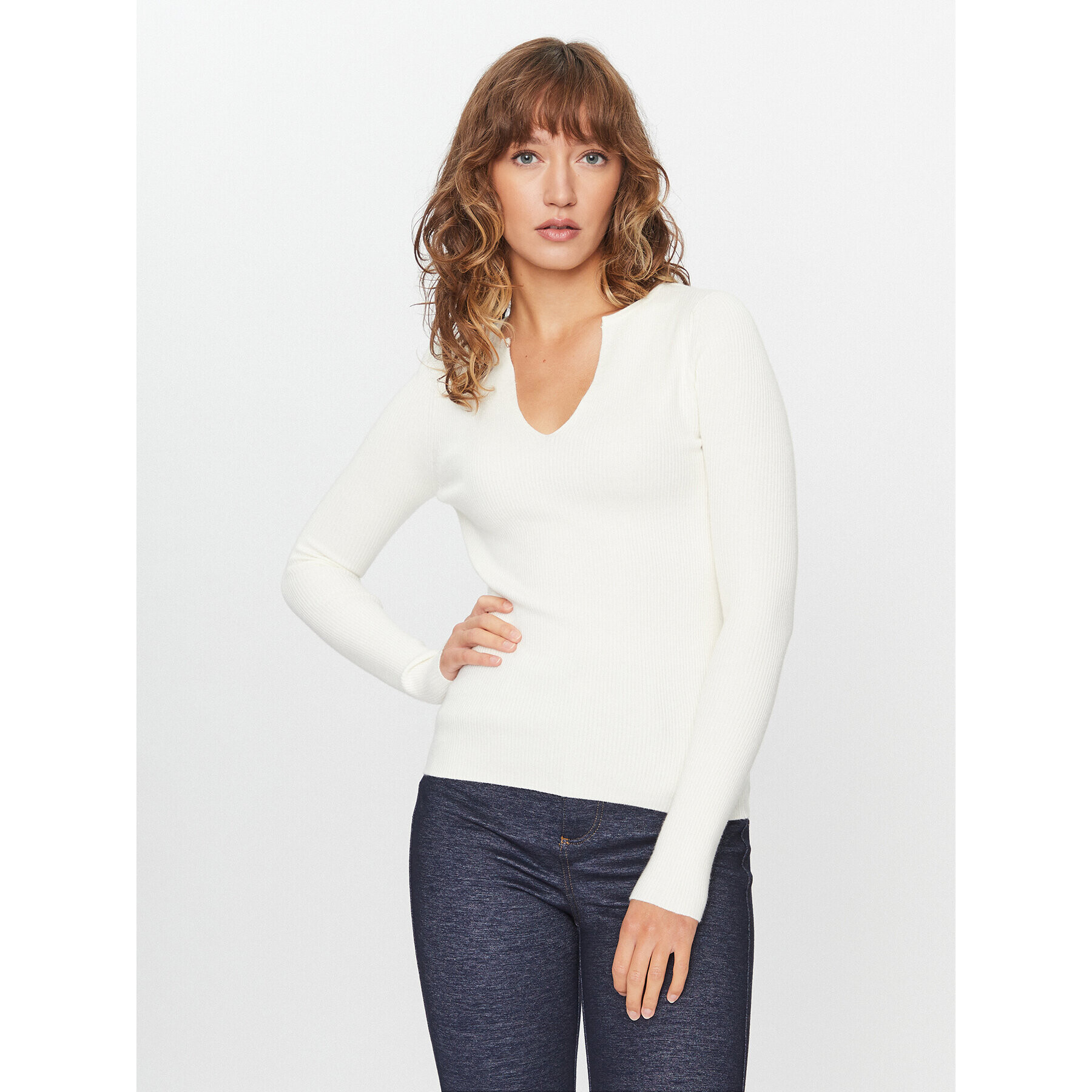 Vero Moda Пуловер 10291120 Екрю Slim Fit - Pepit.bg
