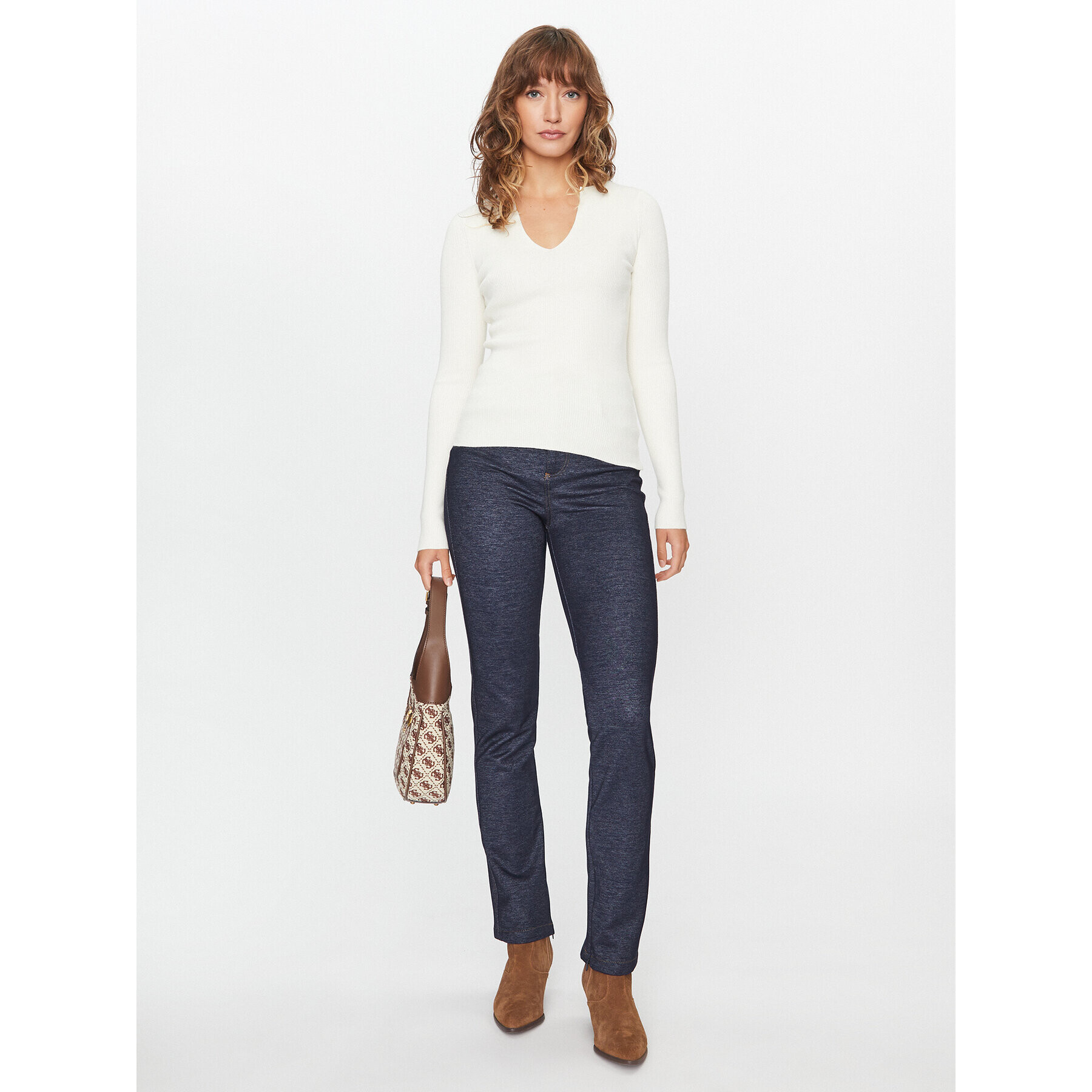 Vero Moda Пуловер 10291120 Екрю Slim Fit - Pepit.bg