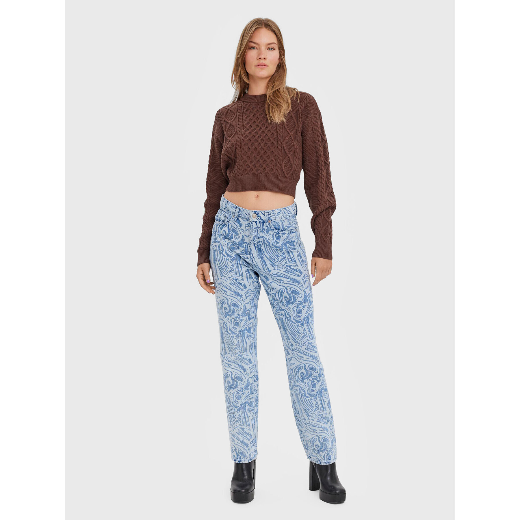 Vero Moda Пуловер Ayla 10274866 Кафяв Relaxed Fit - Pepit.bg