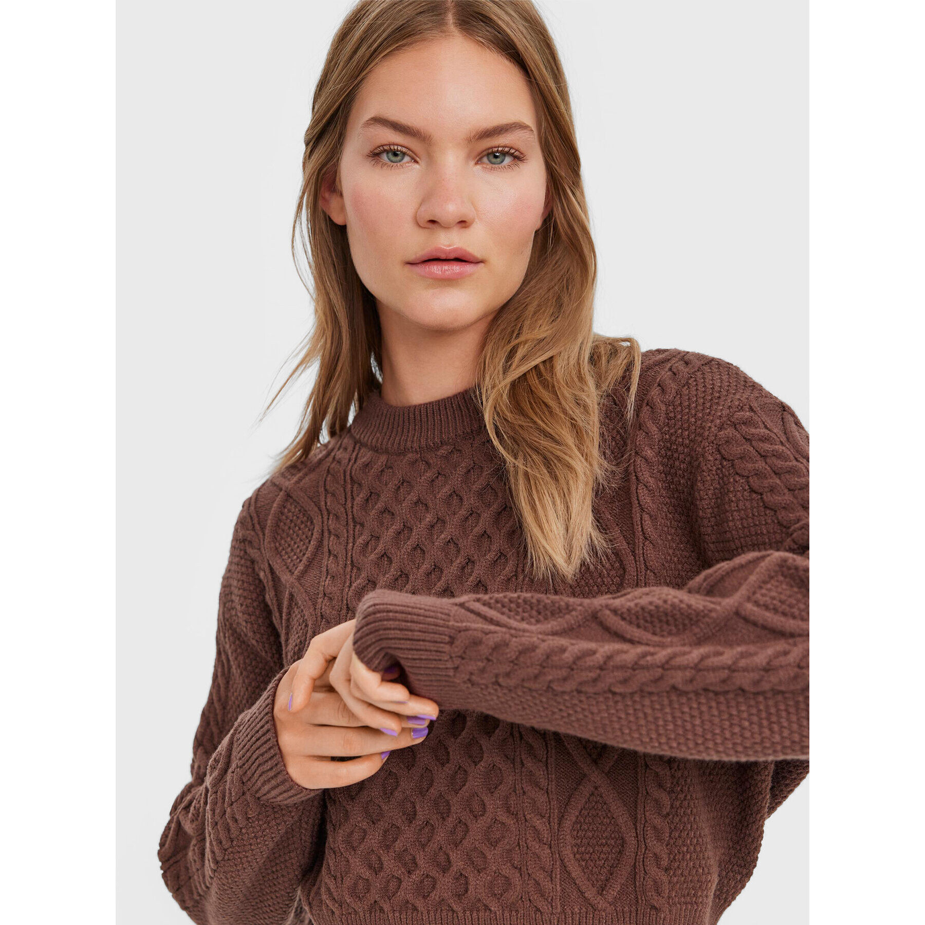 Vero Moda Пуловер Ayla 10274866 Кафяв Relaxed Fit - Pepit.bg