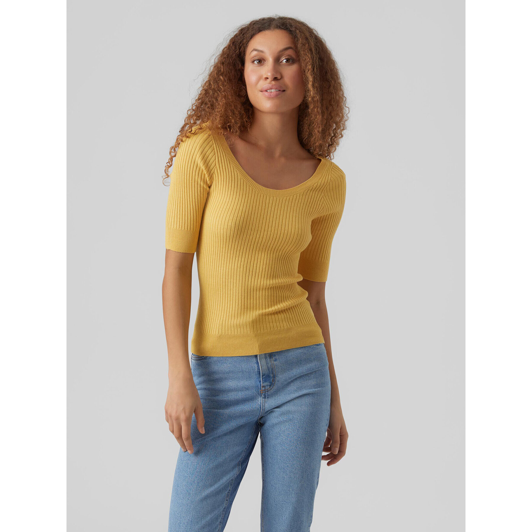 Vero Moda Пуловер Estela 10277850 Жълт Slim Fit - Pepit.bg