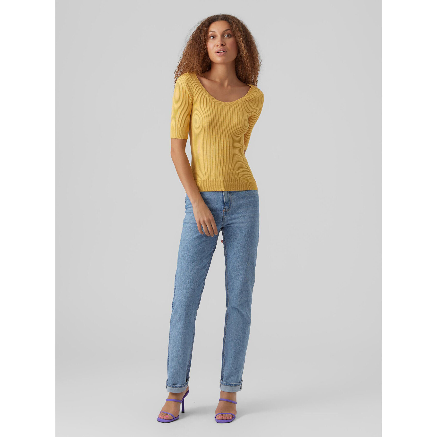 Vero Moda Пуловер Estela 10277850 Жълт Slim Fit - Pepit.bg