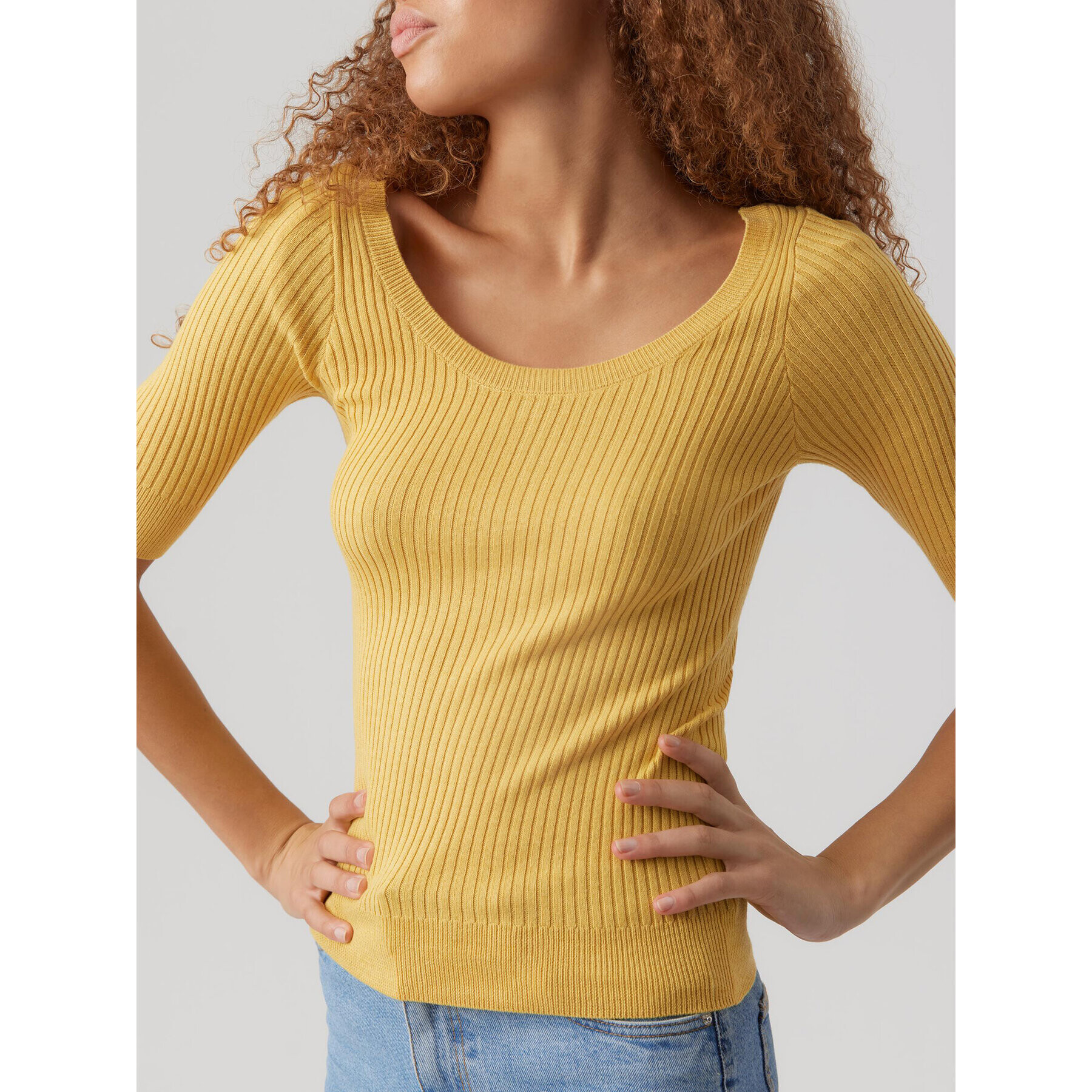 Vero Moda Пуловер Estela 10277850 Жълт Slim Fit - Pepit.bg