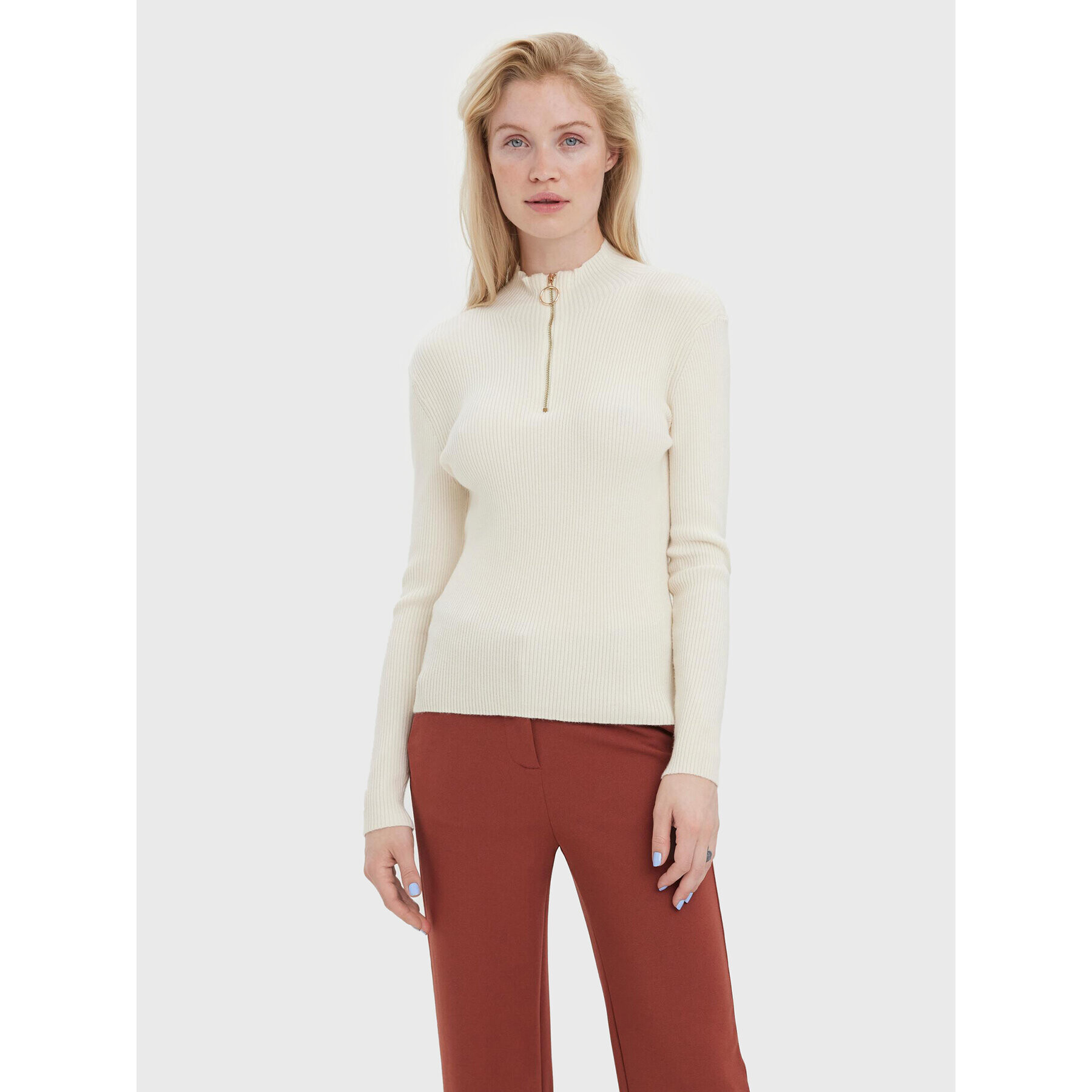 Vero Moda Пуловер Evie 10269110 Екрю Slim Fit - Pepit.bg