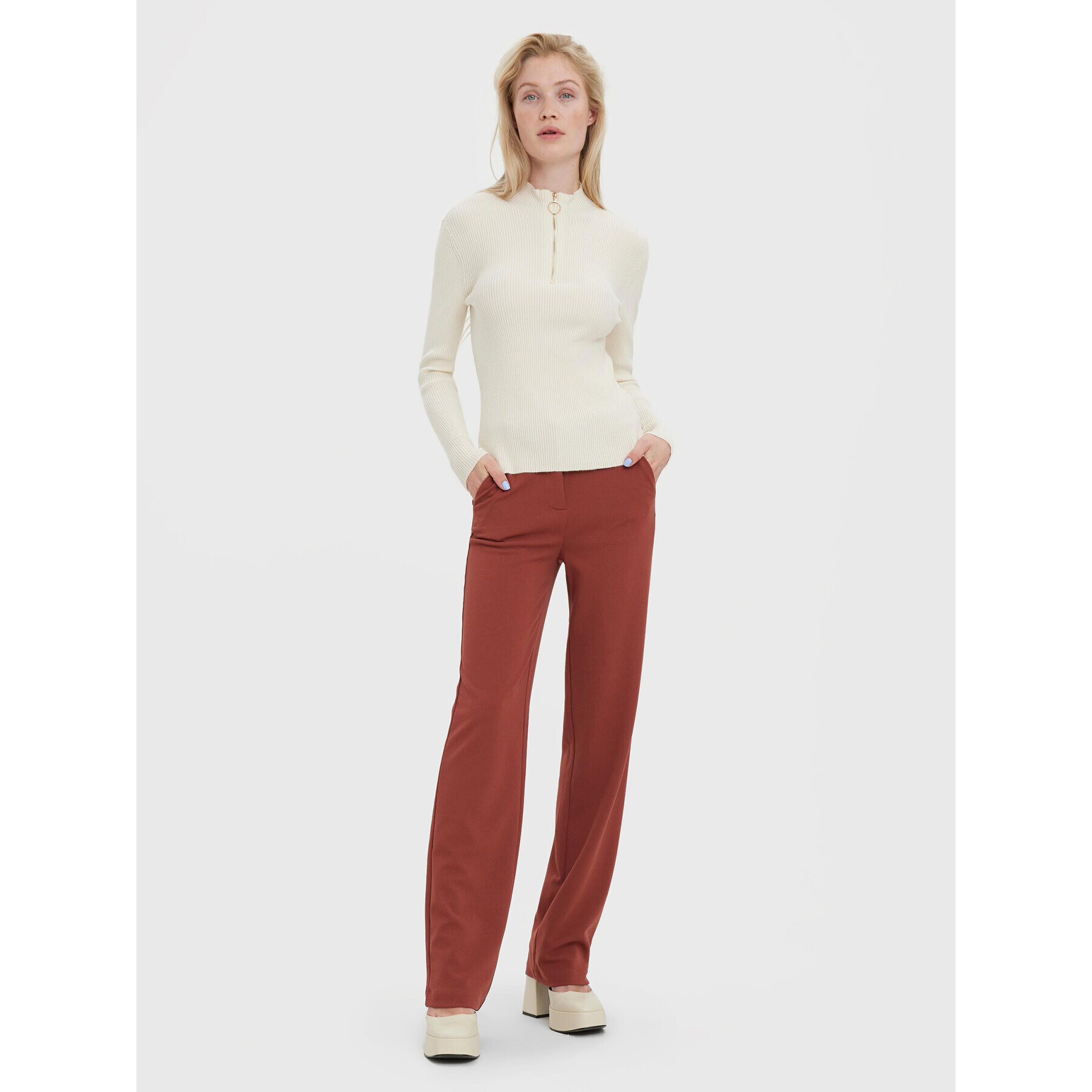Vero Moda Пуловер Evie 10269110 Екрю Slim Fit - Pepit.bg