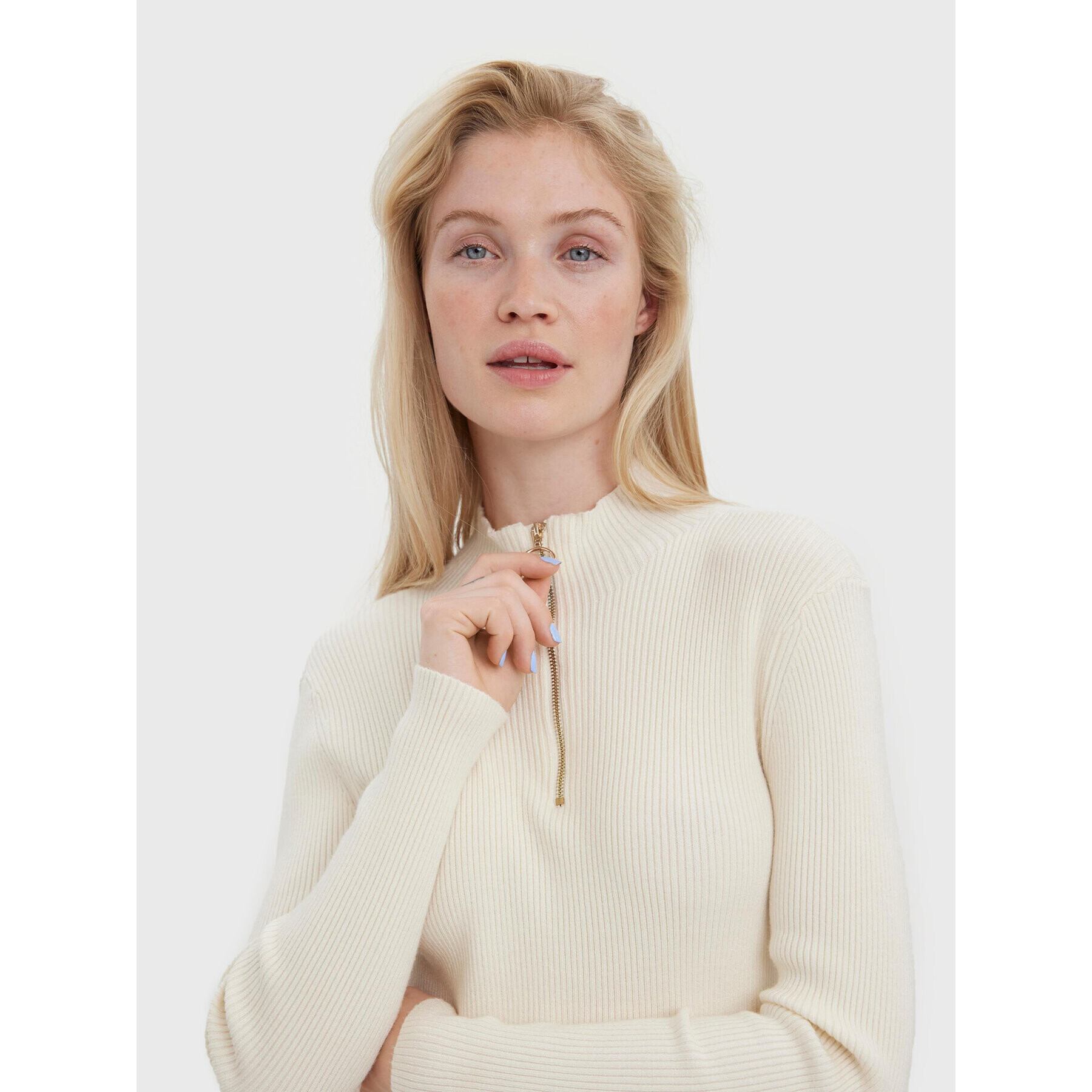 Vero Moda Пуловер Evie 10269110 Екрю Slim Fit - Pepit.bg