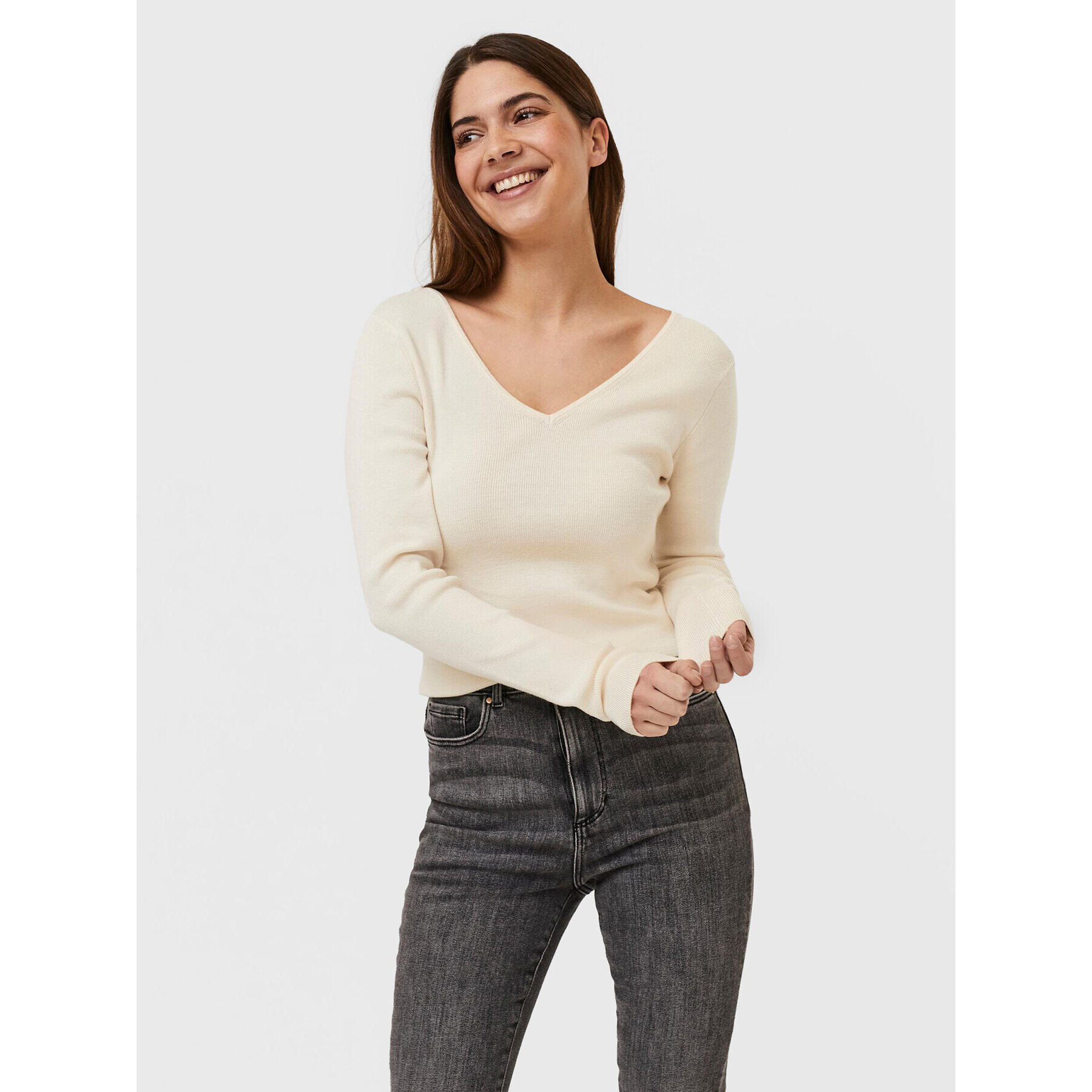 Vero Moda Пуловер Gold 10257154 Бежов Slim Fit - Pepit.bg