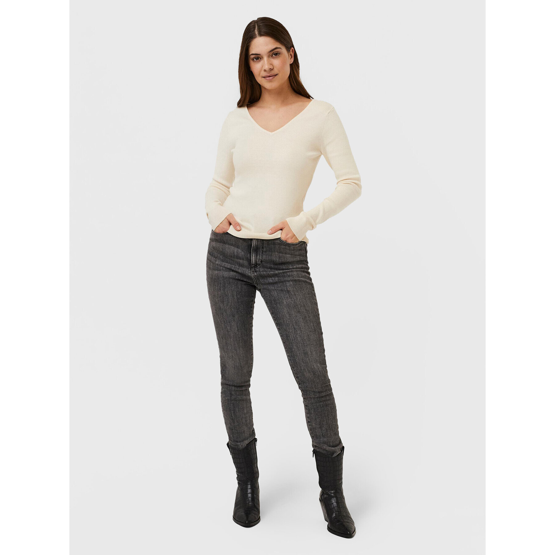 Vero Moda Пуловер Gold 10257154 Бежов Slim Fit - Pepit.bg