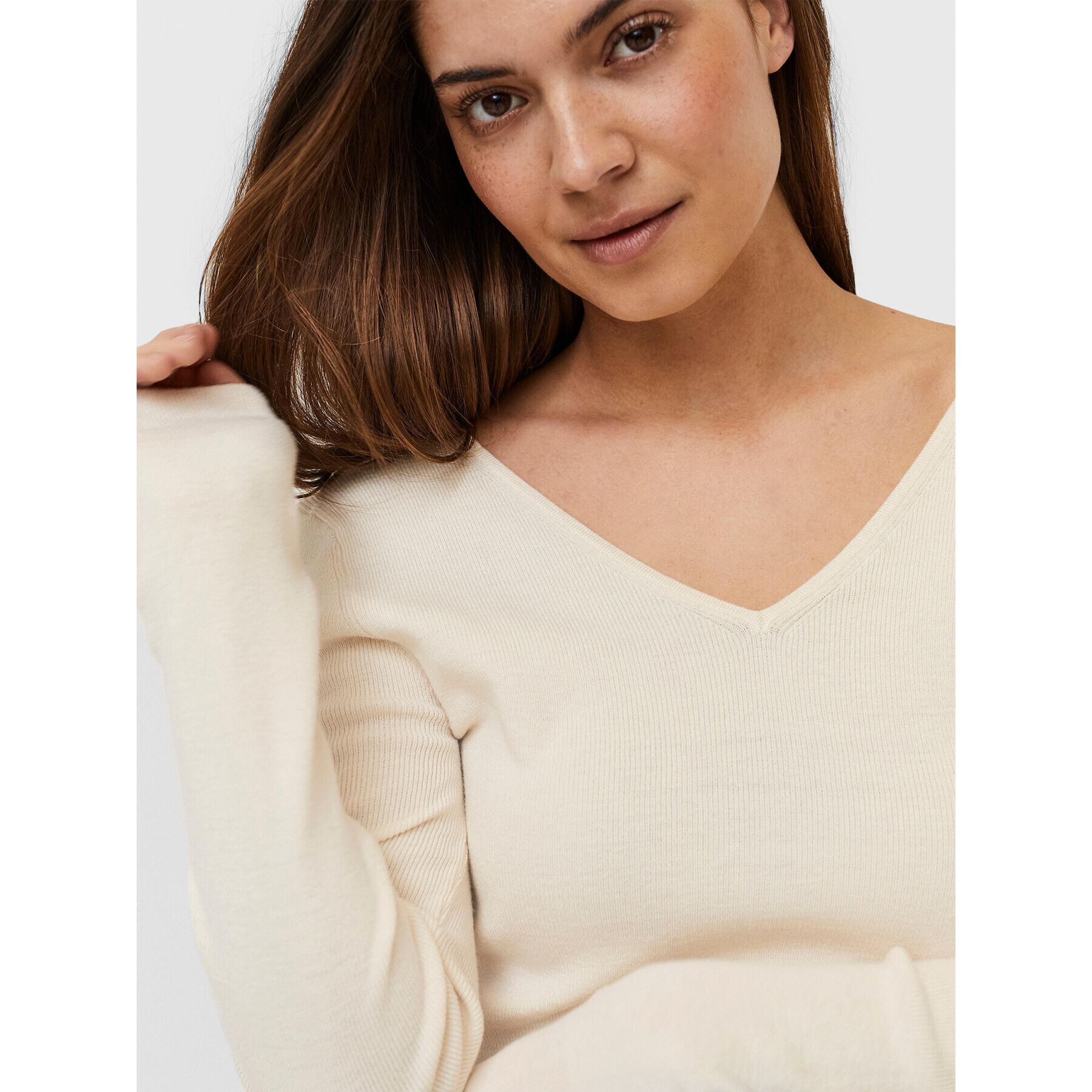Vero Moda Пуловер Gold 10257154 Бежов Slim Fit - Pepit.bg