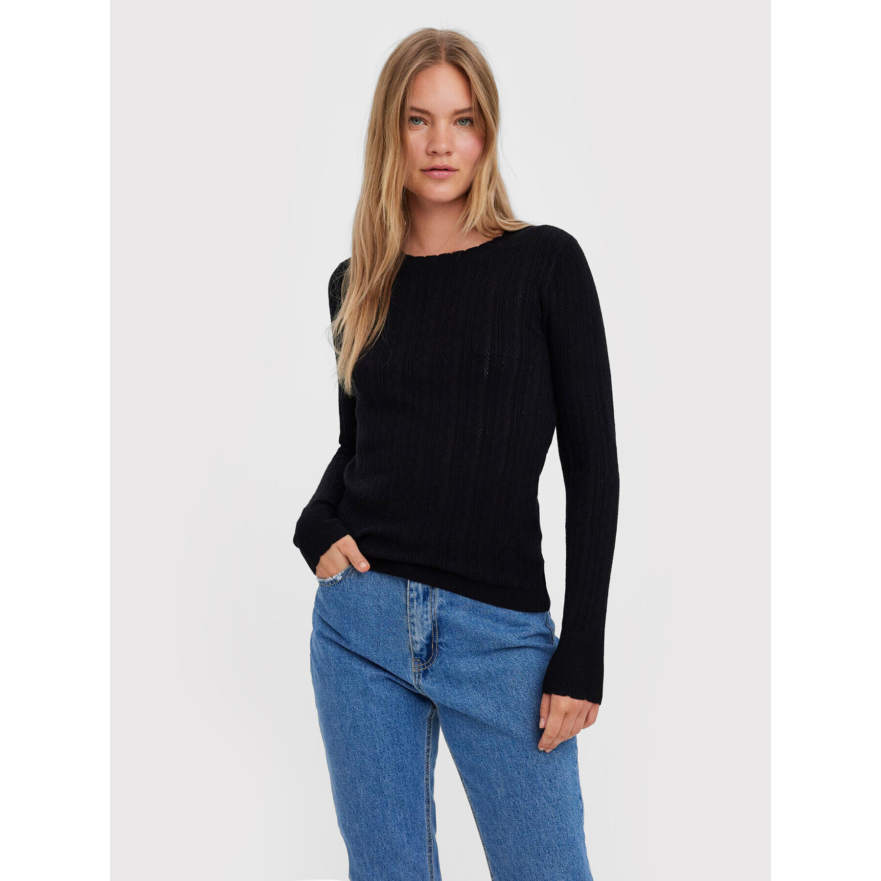 Vero Moda Пуловер Karis 10268004 Черен Regular Fit - Pepit.bg
