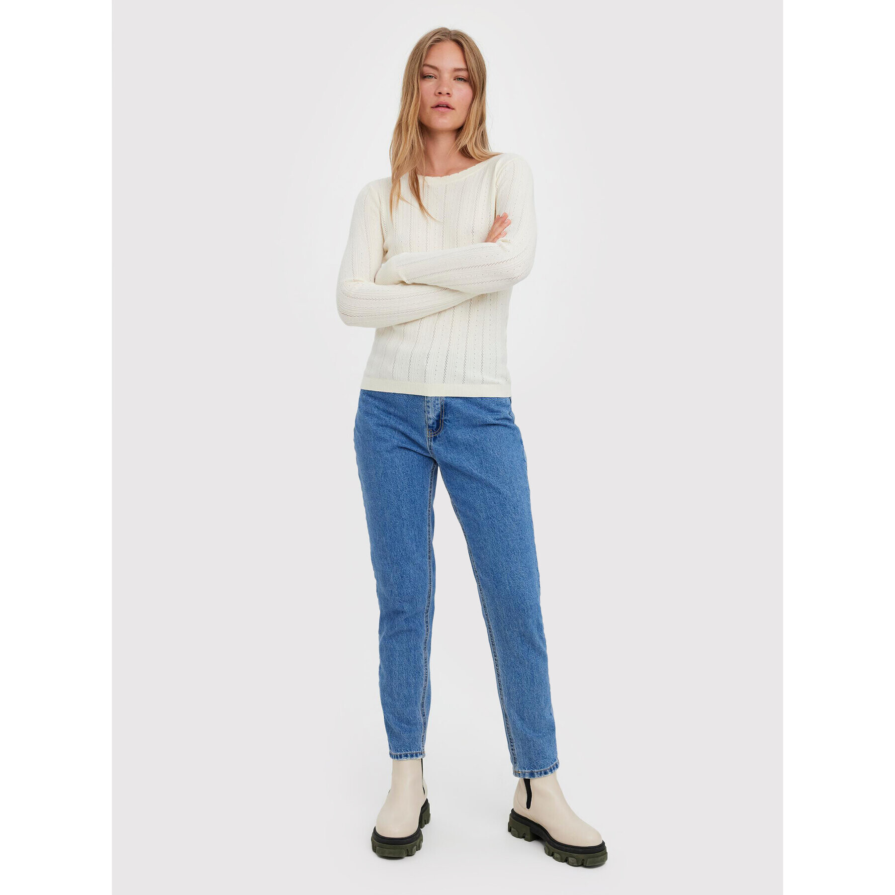 Vero Moda Пуловер Karis 10268004 Екрю Regular Fit - Pepit.bg