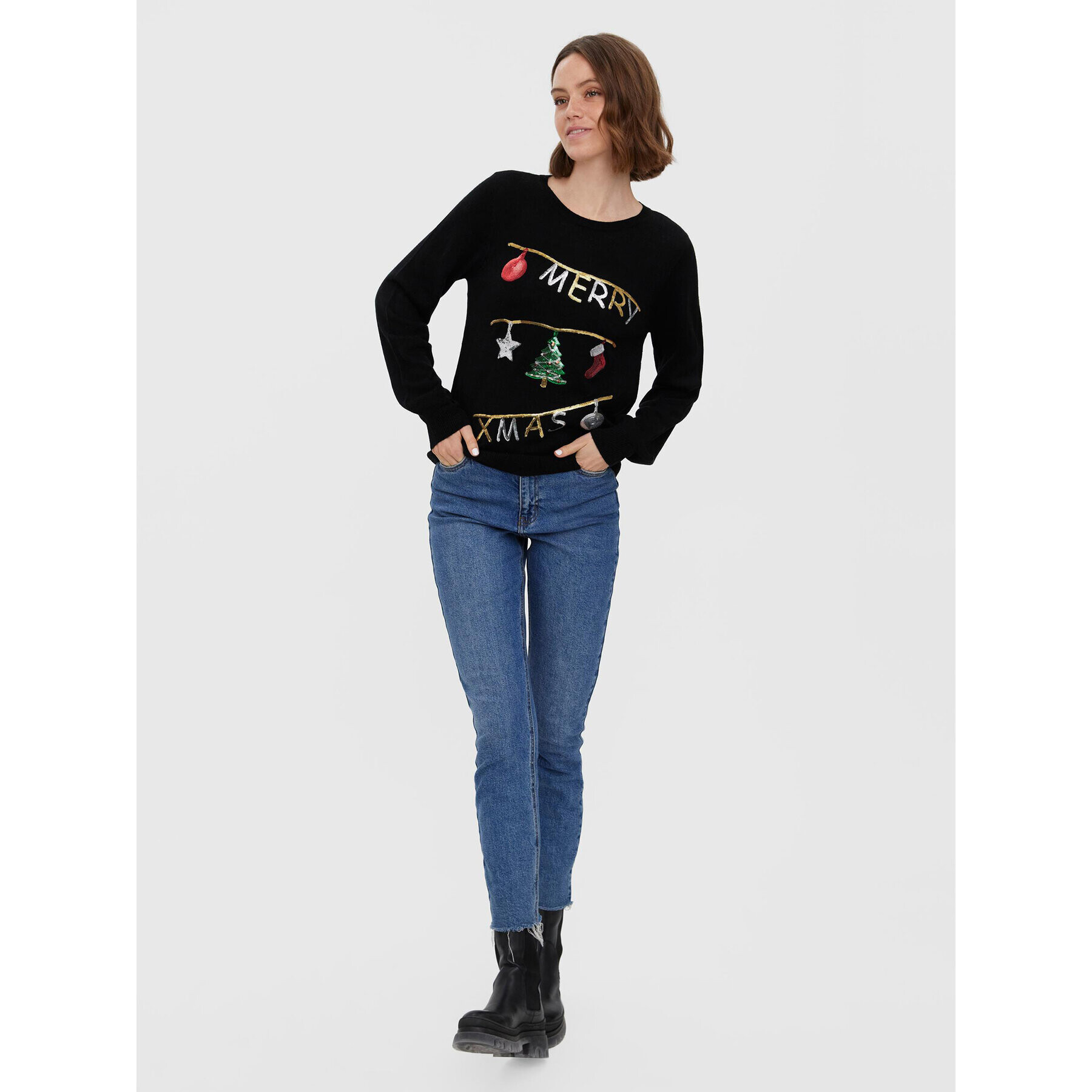 Vero Moda Пуловер Merryxmas 10272463 Черен Regular Fit - Pepit.bg