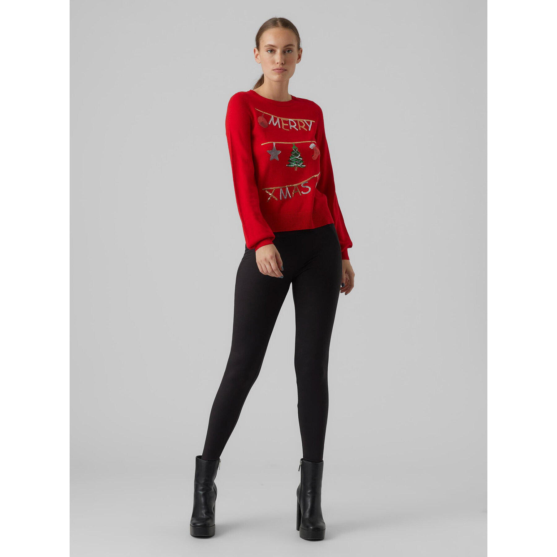 Vero Moda Пуловер Merryxmas 10272463 Червен Regular Fit - Pepit.bg