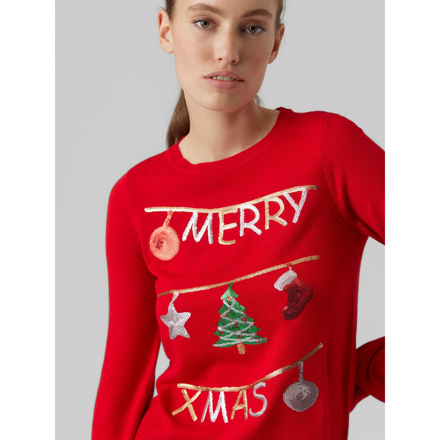 Vero Moda Пуловер Merryxmas 10272463 Червен Regular Fit - Pepit.bg