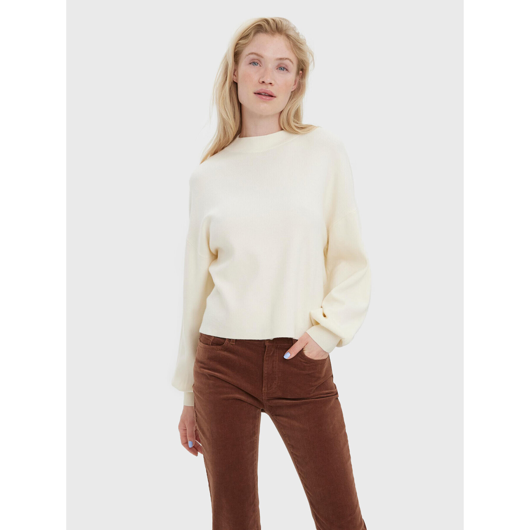 Vero Moda Пуловер Nancy 10268604 Екрю Regular Fit - Pepit.bg