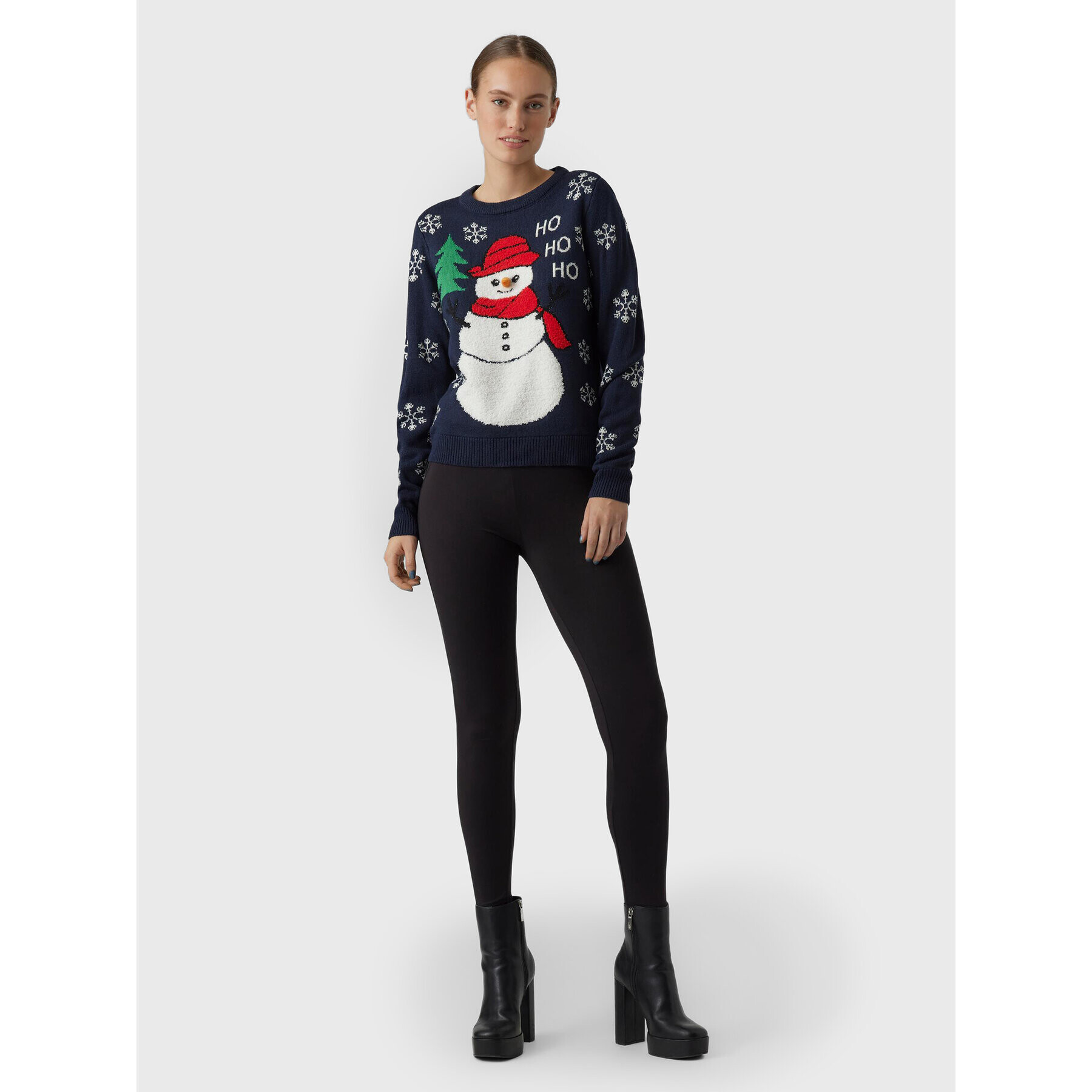 Vero Moda Пуловер Snowman 10272448 Тъмносин Regular Fit - Pepit.bg