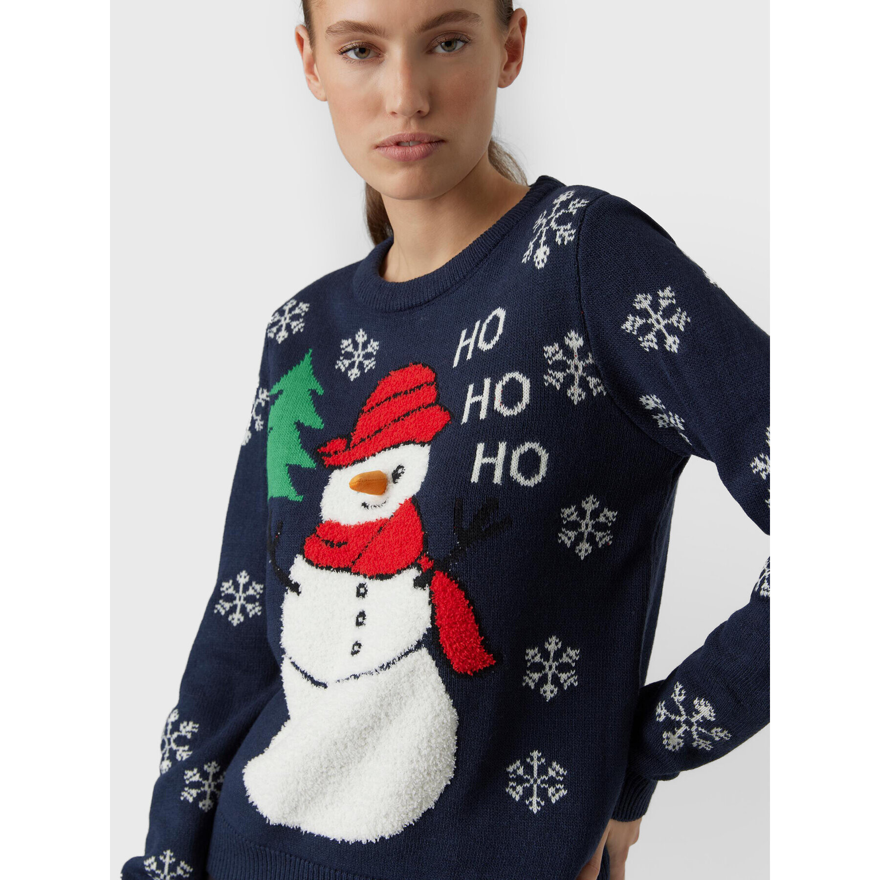 Vero Moda Пуловер Snowman 10272448 Тъмносин Regular Fit - Pepit.bg