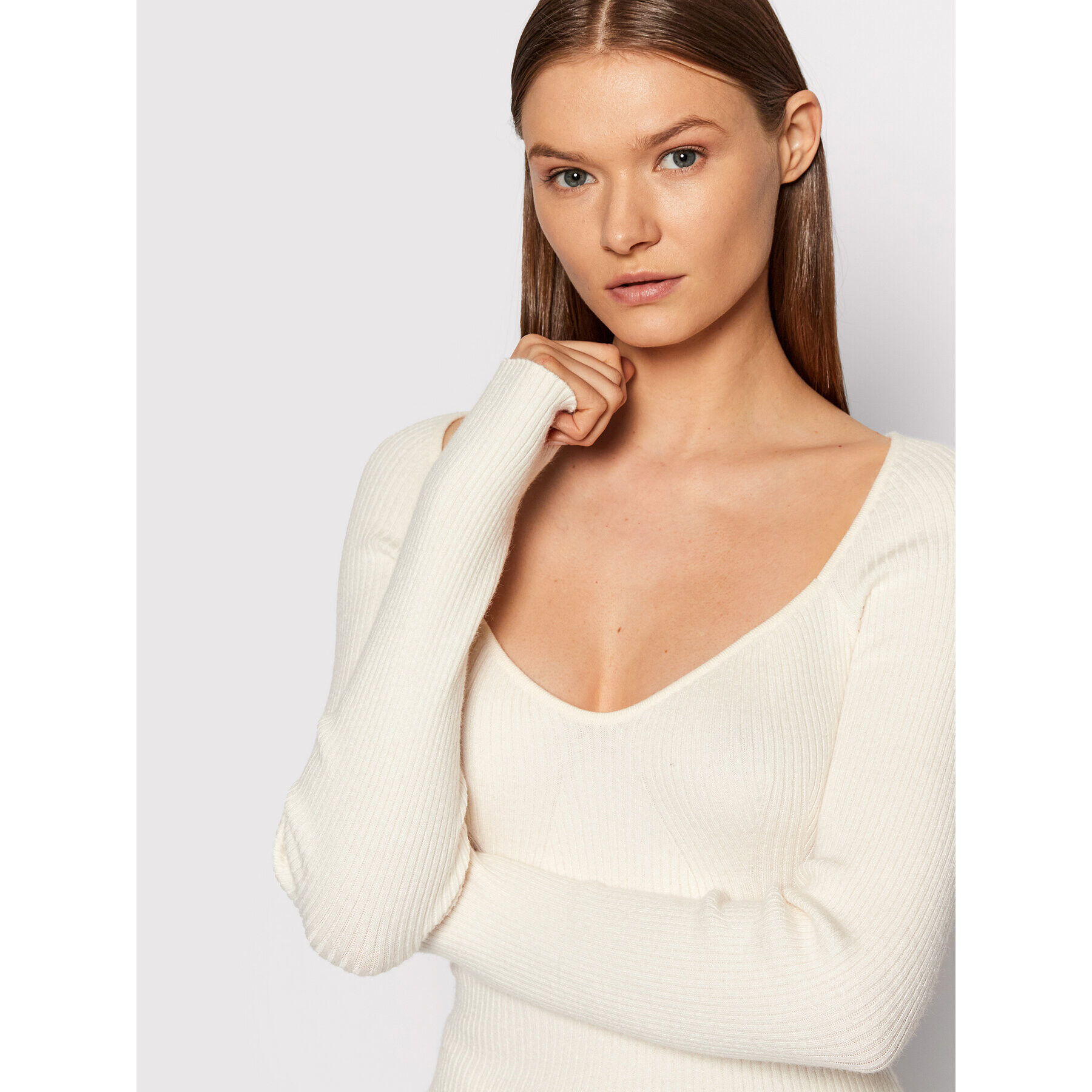 Vero Moda Пуловер Sylvia 10257349 Бежов Slim Fit - Pepit.bg
