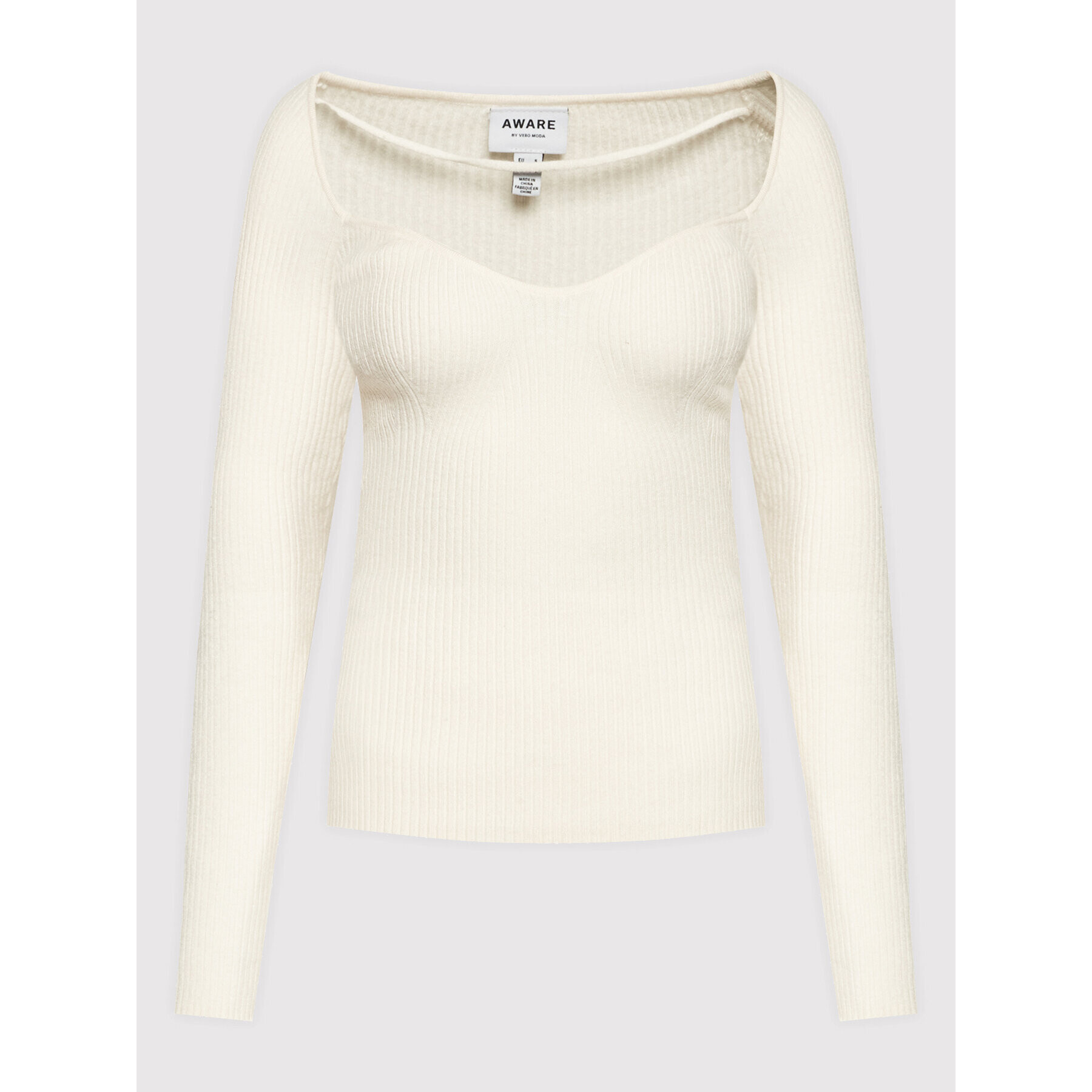 Vero Moda Пуловер Sylvia 10257349 Бежов Slim Fit - Pepit.bg