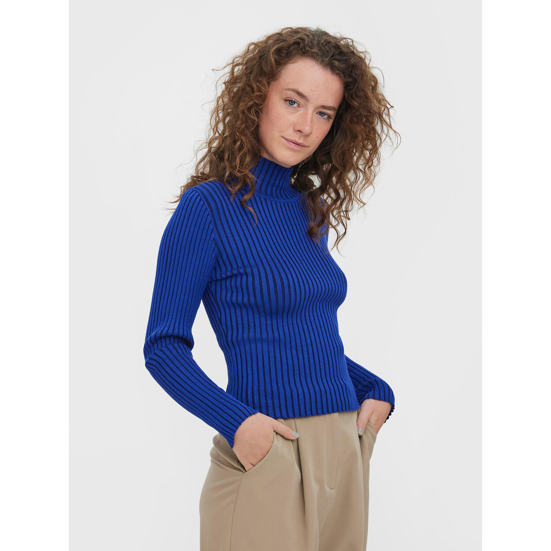 Vero Moda Пуловер Willow 10271000 Тъмносин Slim Fit - Pepit.bg