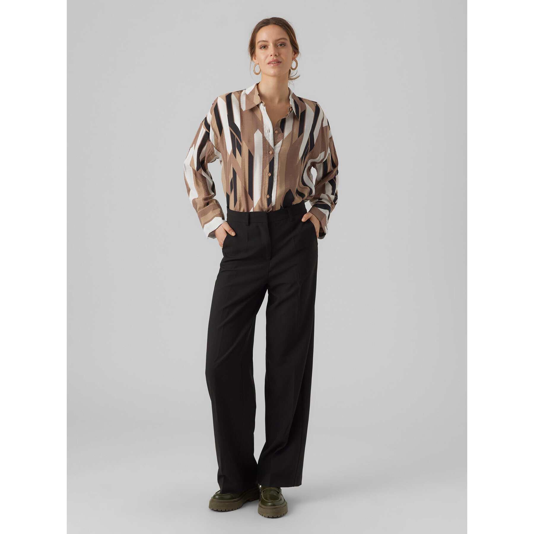 Vero Moda Риза 10295476 Кафяв Regular Fit - Pepit.bg