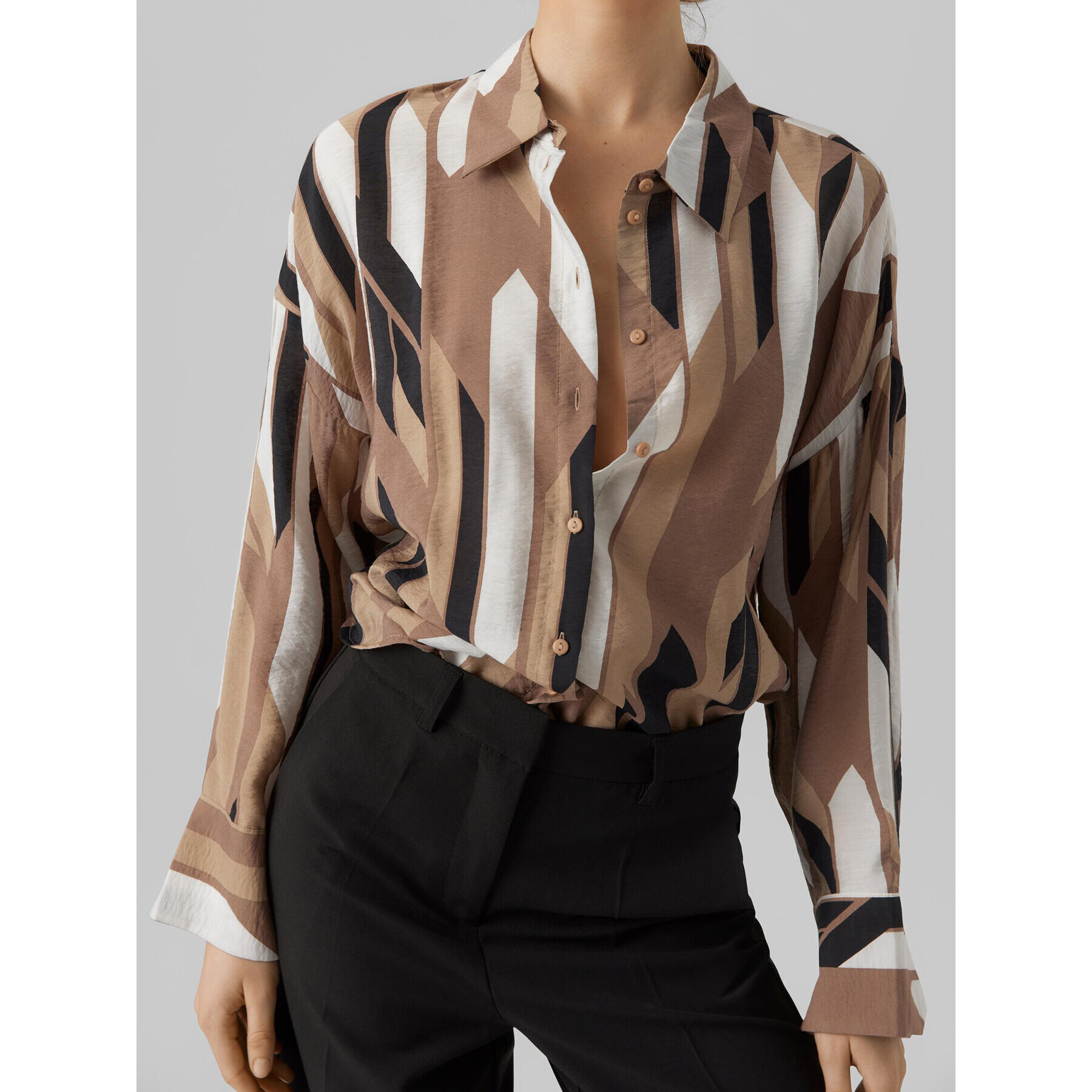 Vero Moda Риза 10295476 Кафяв Regular Fit - Pepit.bg