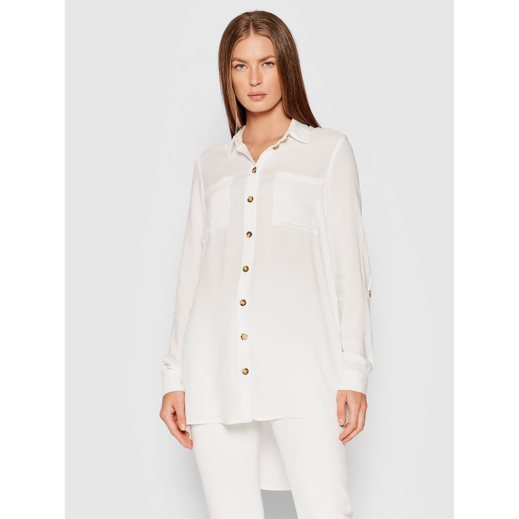 Vero Moda Риза Bumpy 10255547 Бял Oversize - Pepit.bg