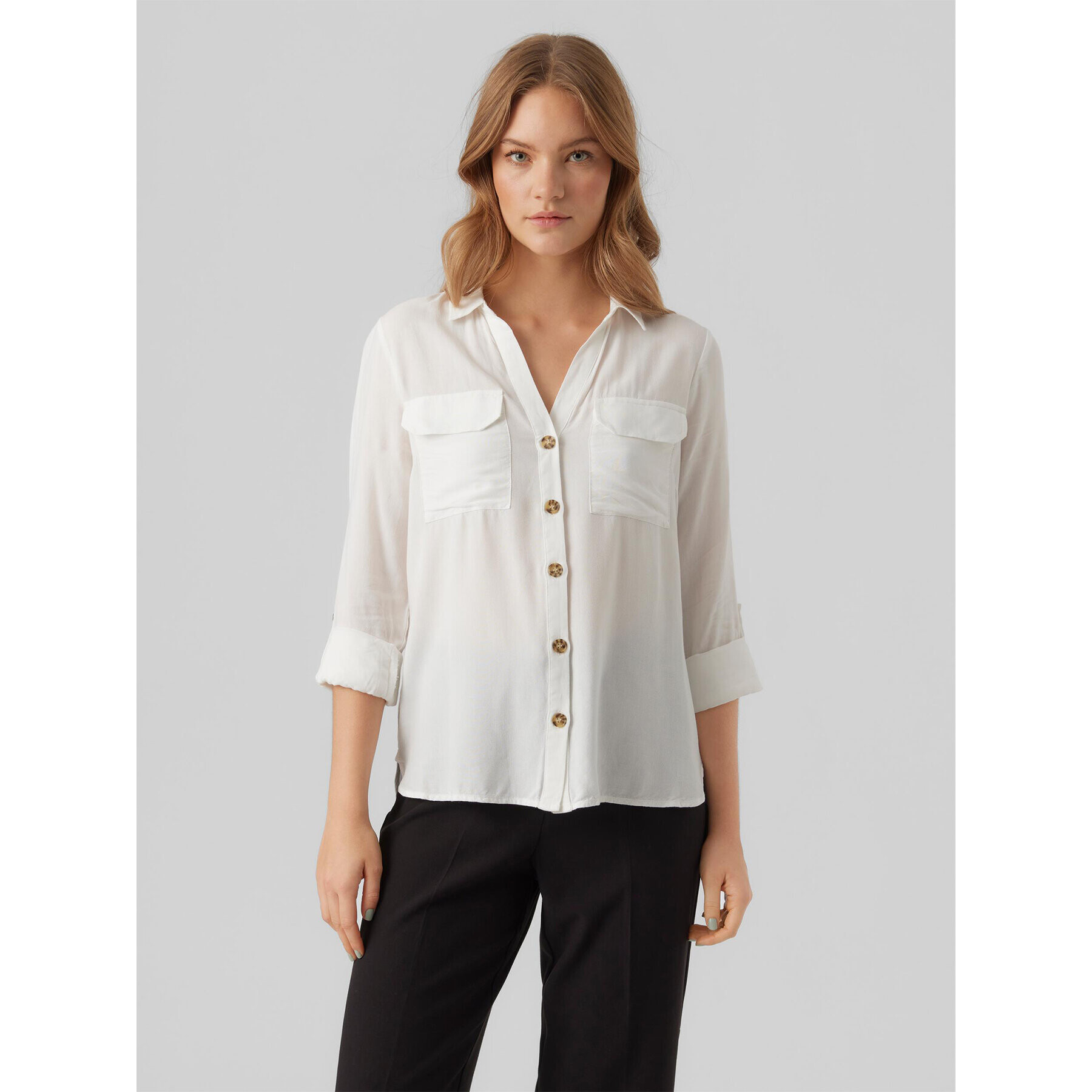 Vero Moda Риза Bumpy 10275283 Бял Regular Fit - Pepit.bg