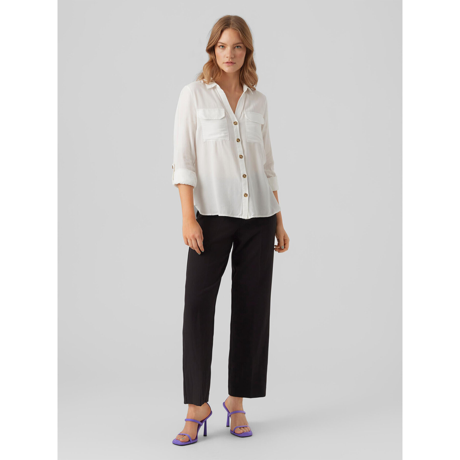 Vero Moda Риза Bumpy 10275283 Бял Regular Fit - Pepit.bg