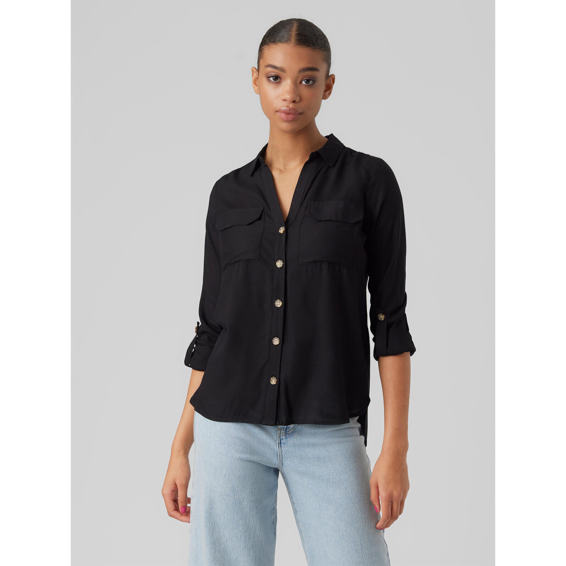 Vero Moda Риза Bumpy 10275283 Черен Regular Fit - Pepit.bg
