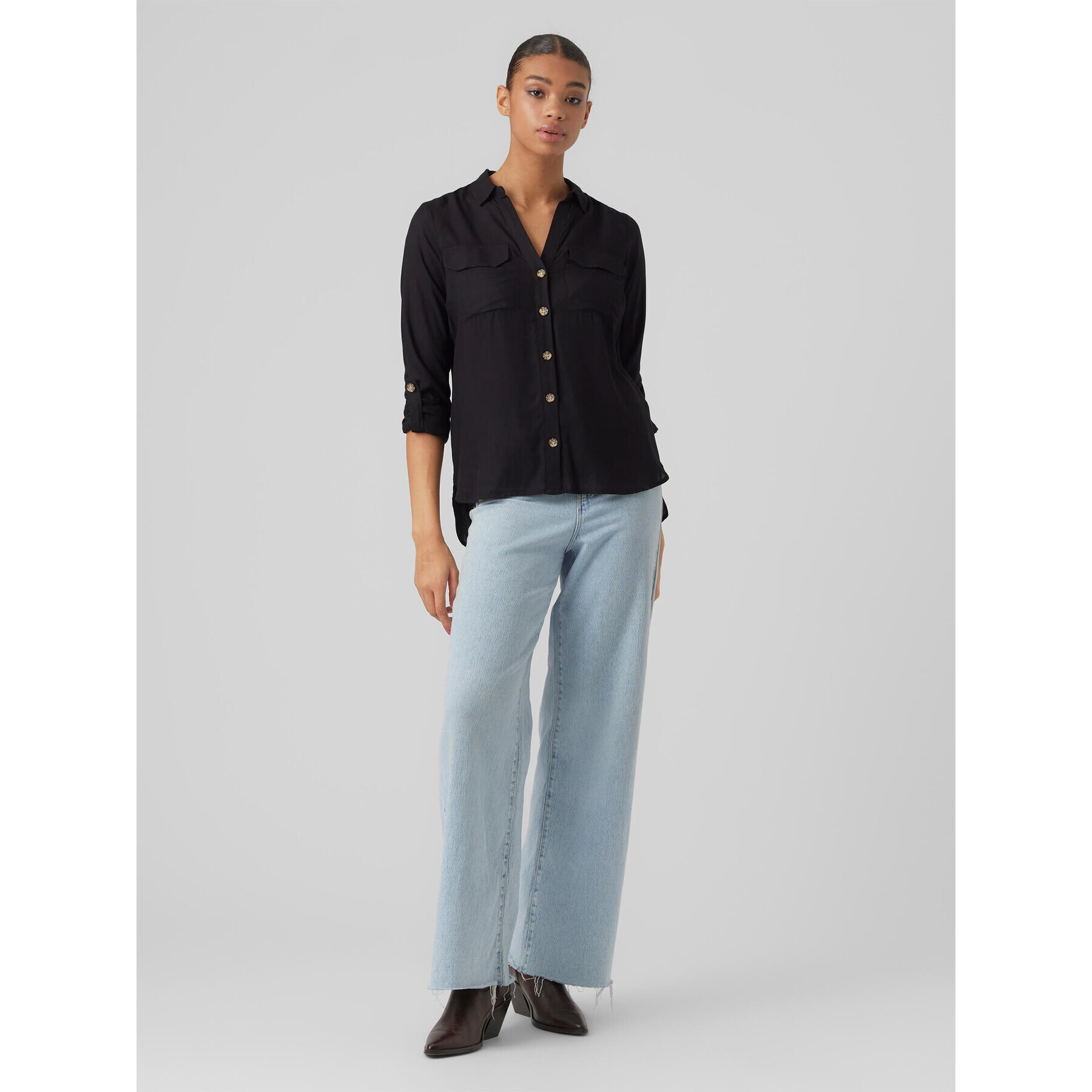 Vero Moda Риза Bumpy 10275283 Черен Regular Fit - Pepit.bg