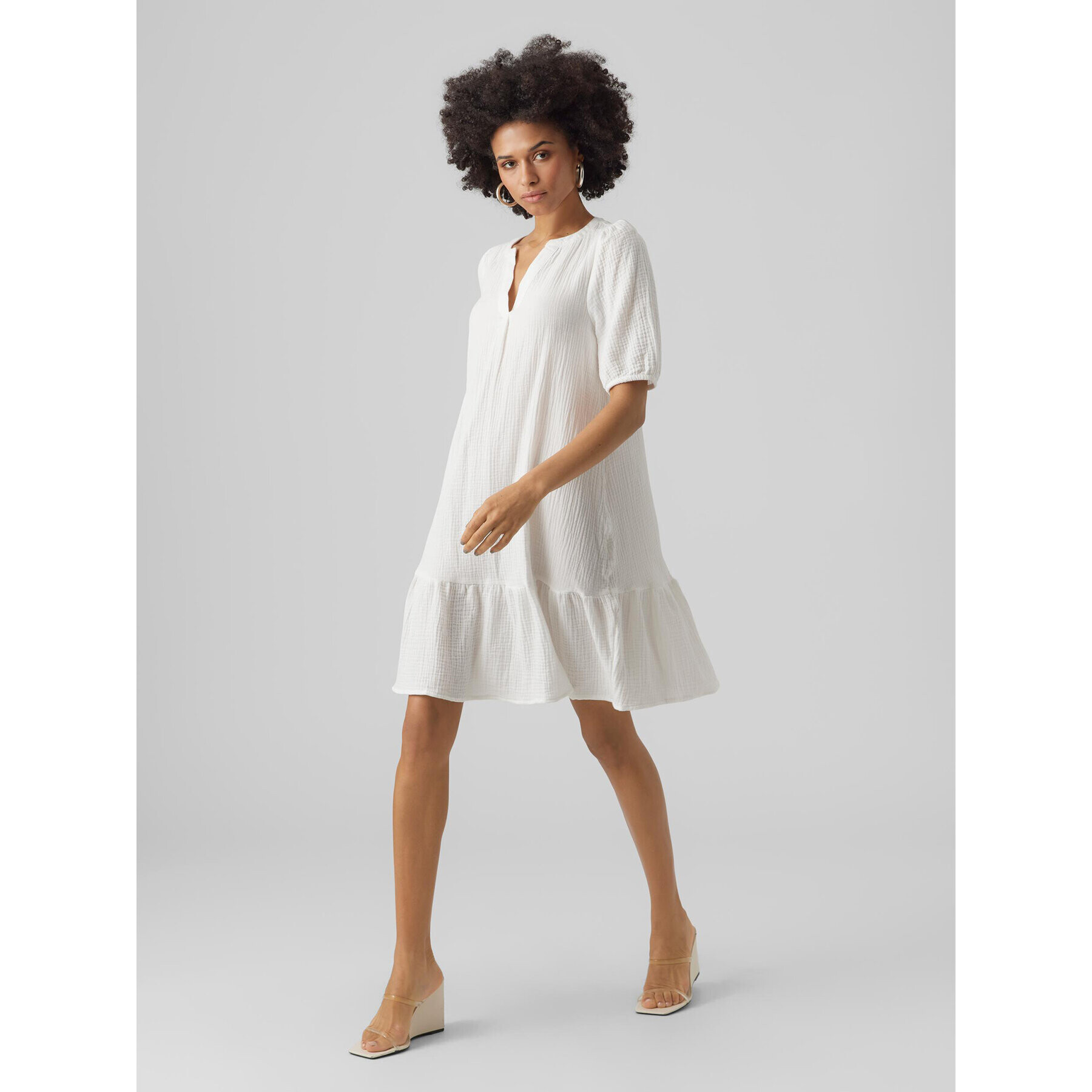 Vero Moda Ежедневна рокля Natali 10279682 Бял Regular Fit - Pepit.bg
