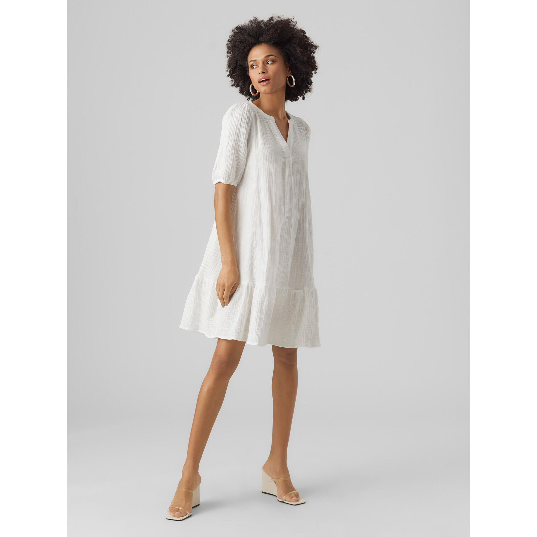 Vero Moda Ежедневна рокля Natali 10279682 Бял Regular Fit - Pepit.bg