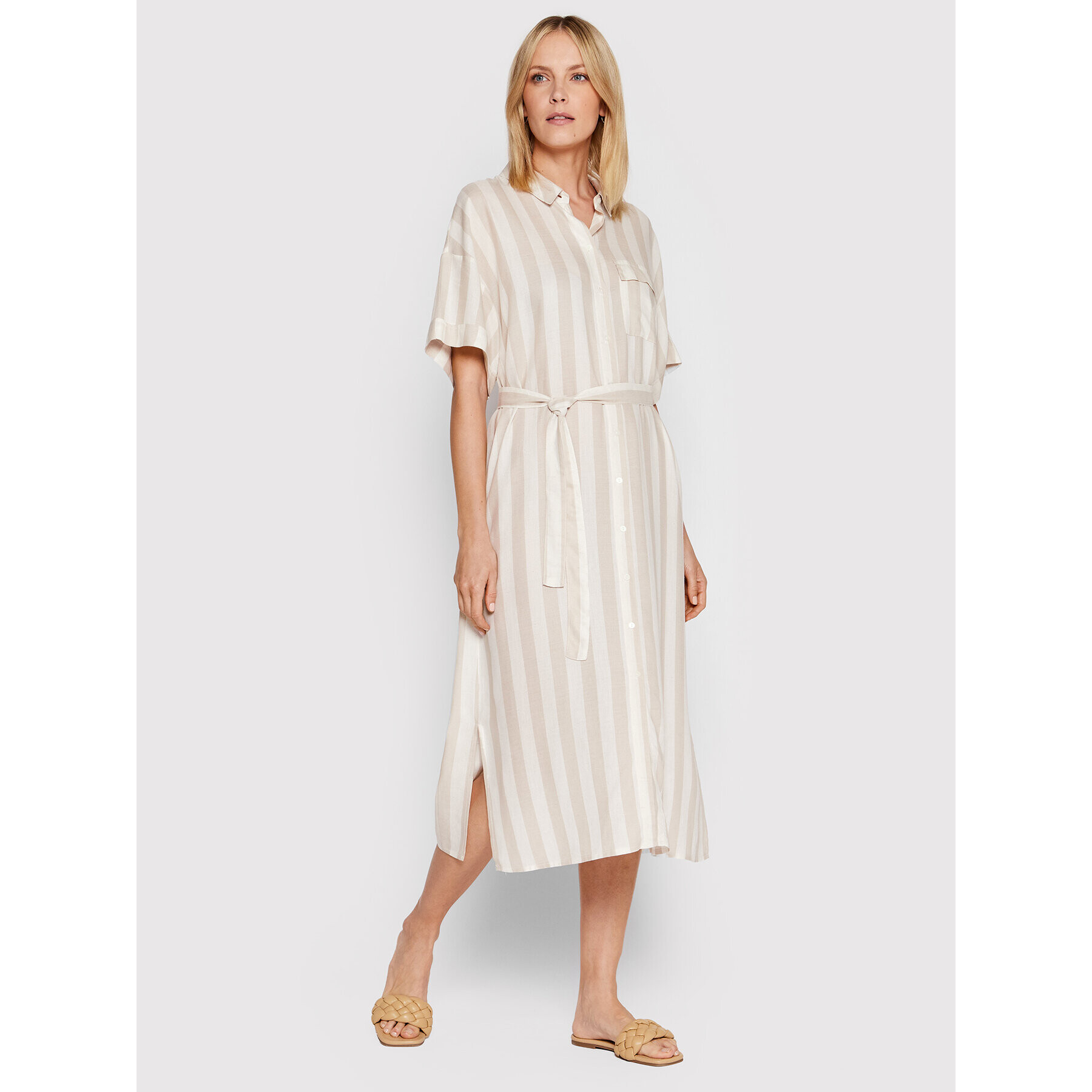 Vero Moda Рокля тип риза Jena 10260258 Бежов Relaxed Fit - Pepit.bg