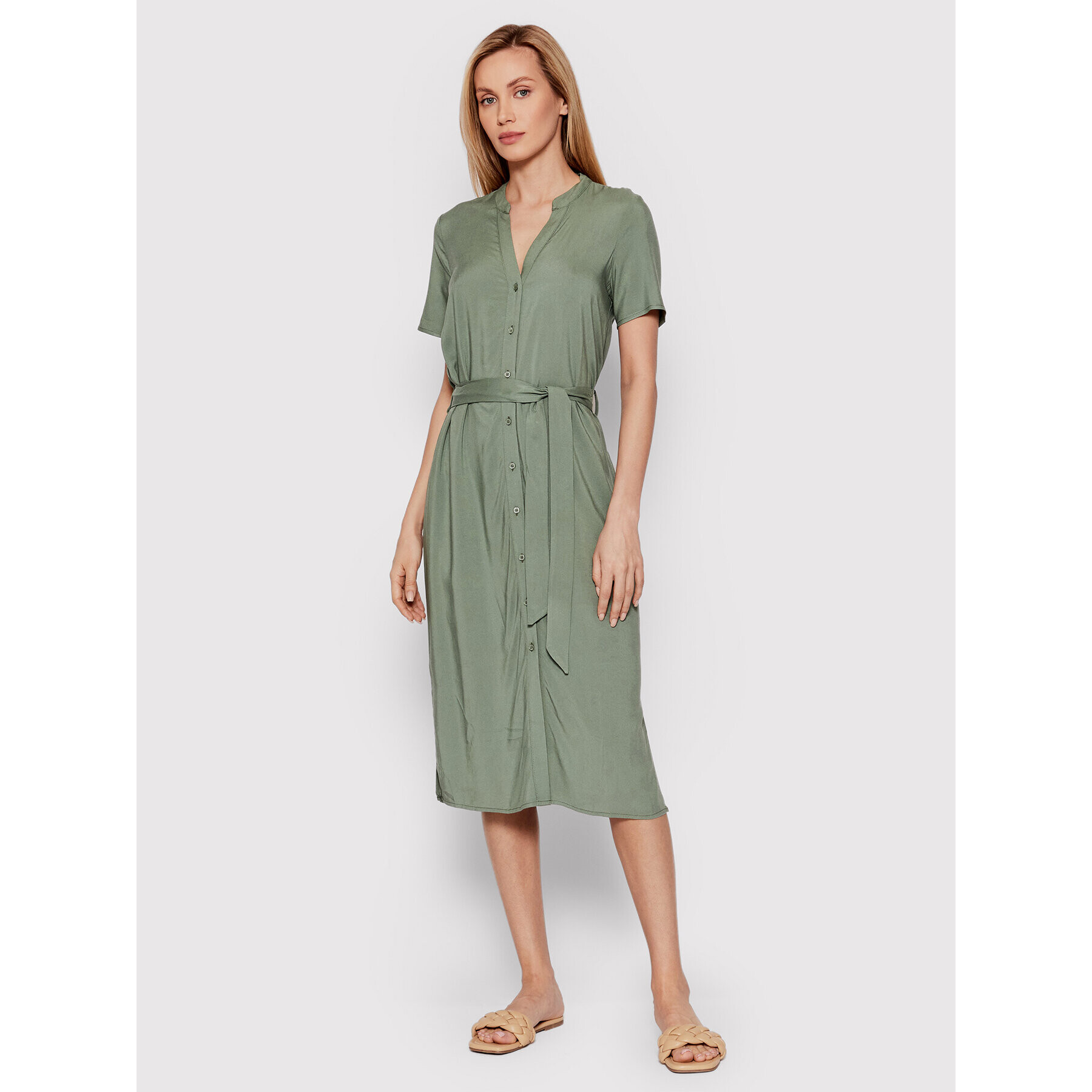 Vero Moda Рокля тип риза Vica 10258464 Зелен Regular Fit - Pepit.bg