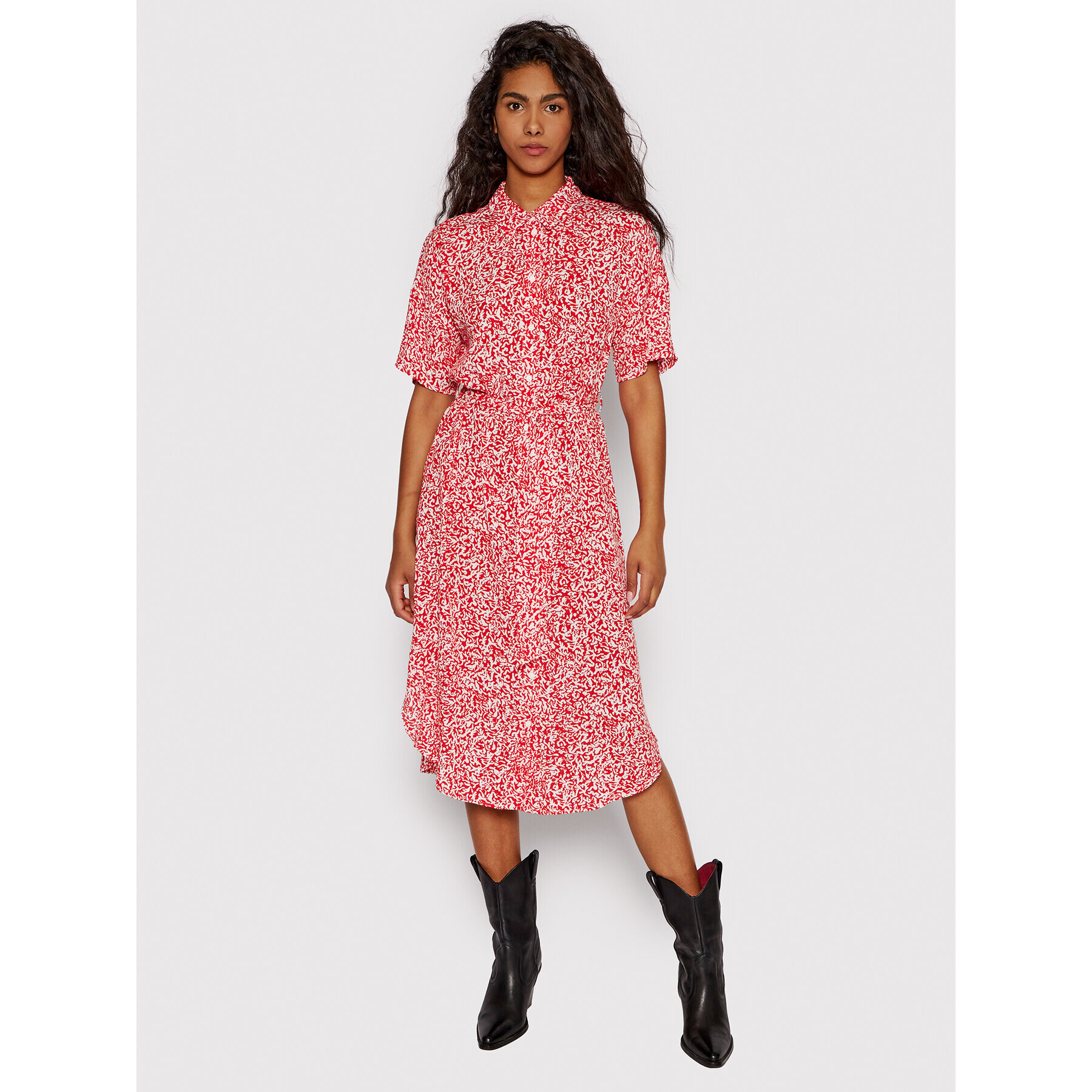 Vero Moda Рокля тип риза Jenny 10260713 Червен Relaxed Fit - Pepit.bg