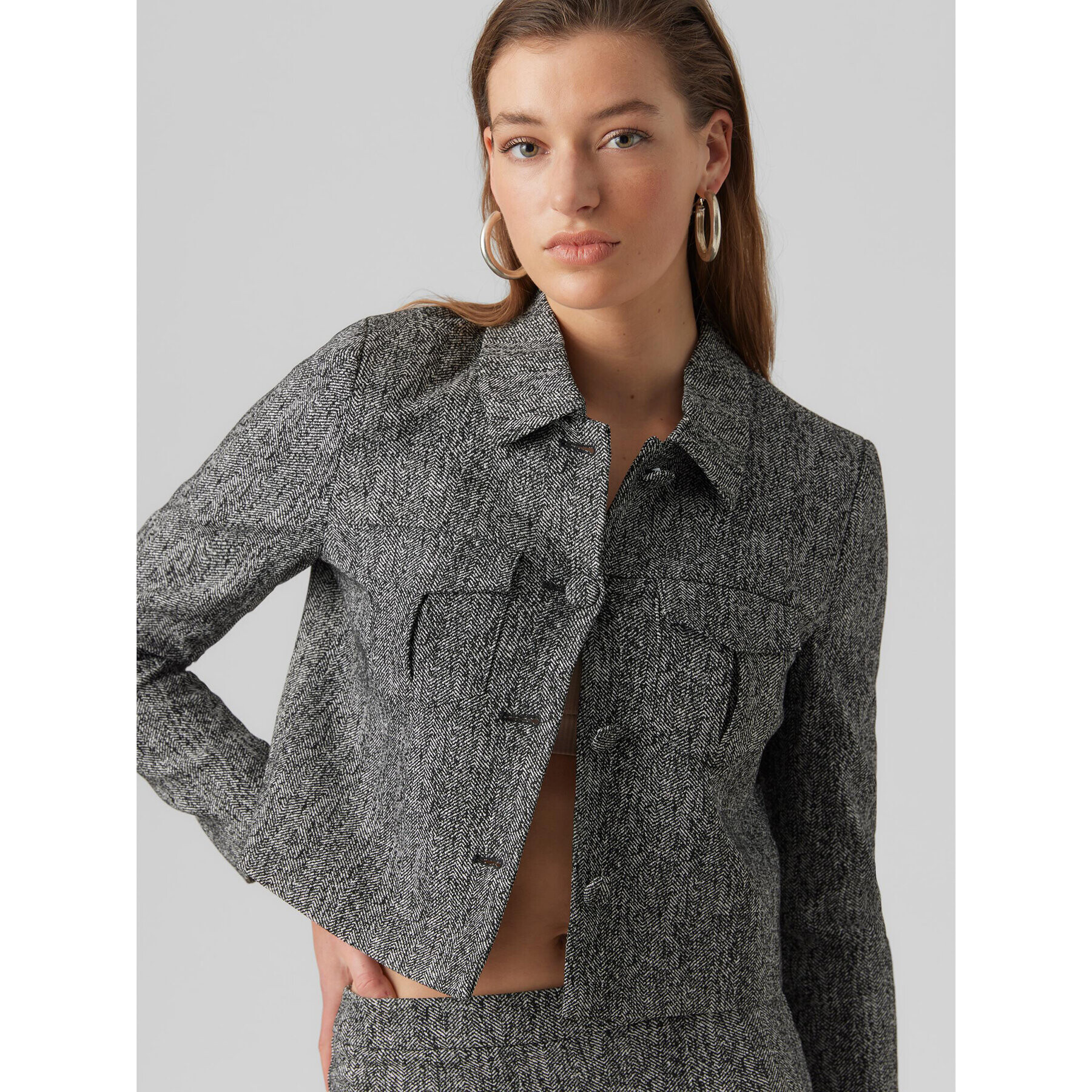 Vero Moda Сако 10294371 Сив Cropped Fit - Pepit.bg