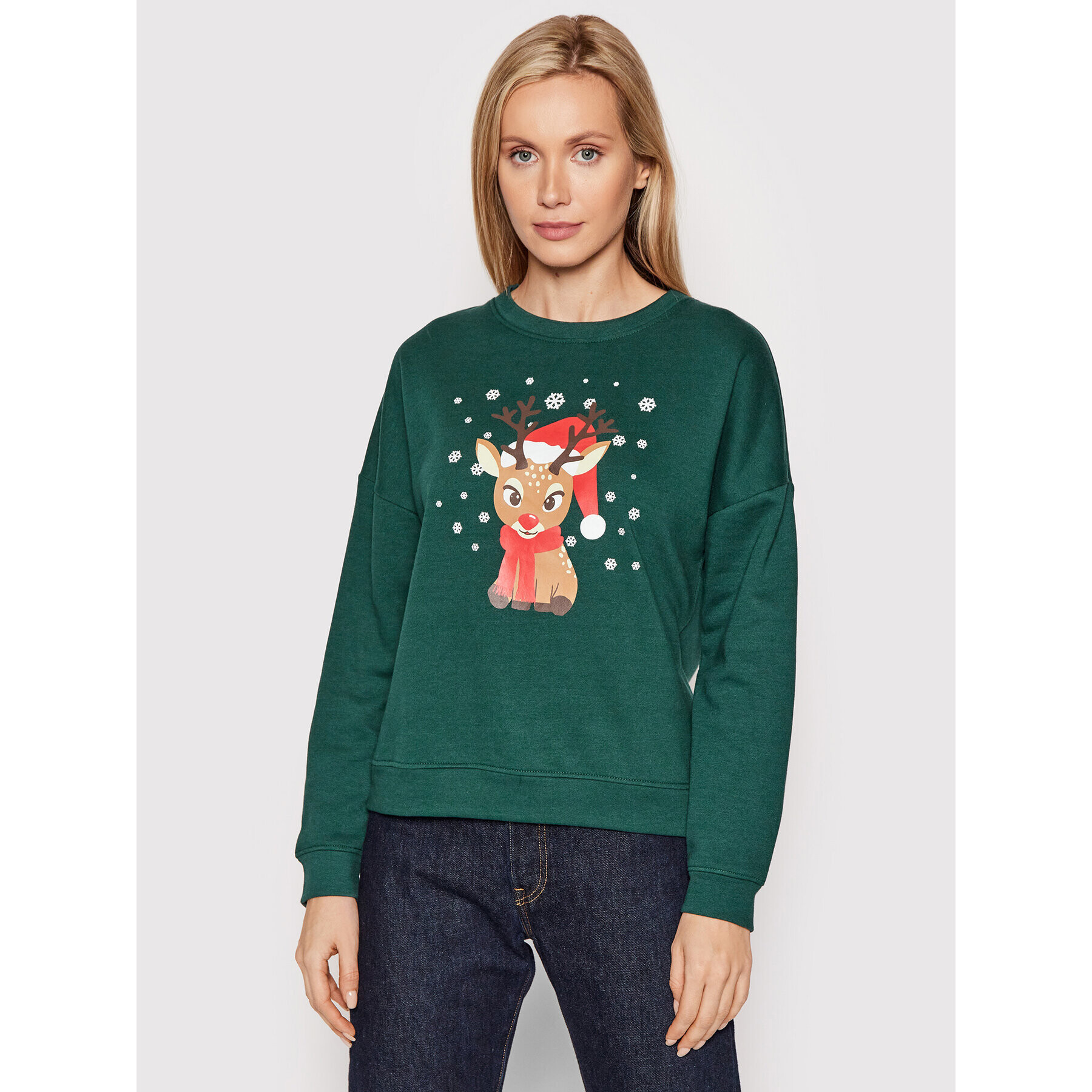 Vero Moda Суитшърт Reindeer 10262925 Зелен Relaxed Fit - Pepit.bg