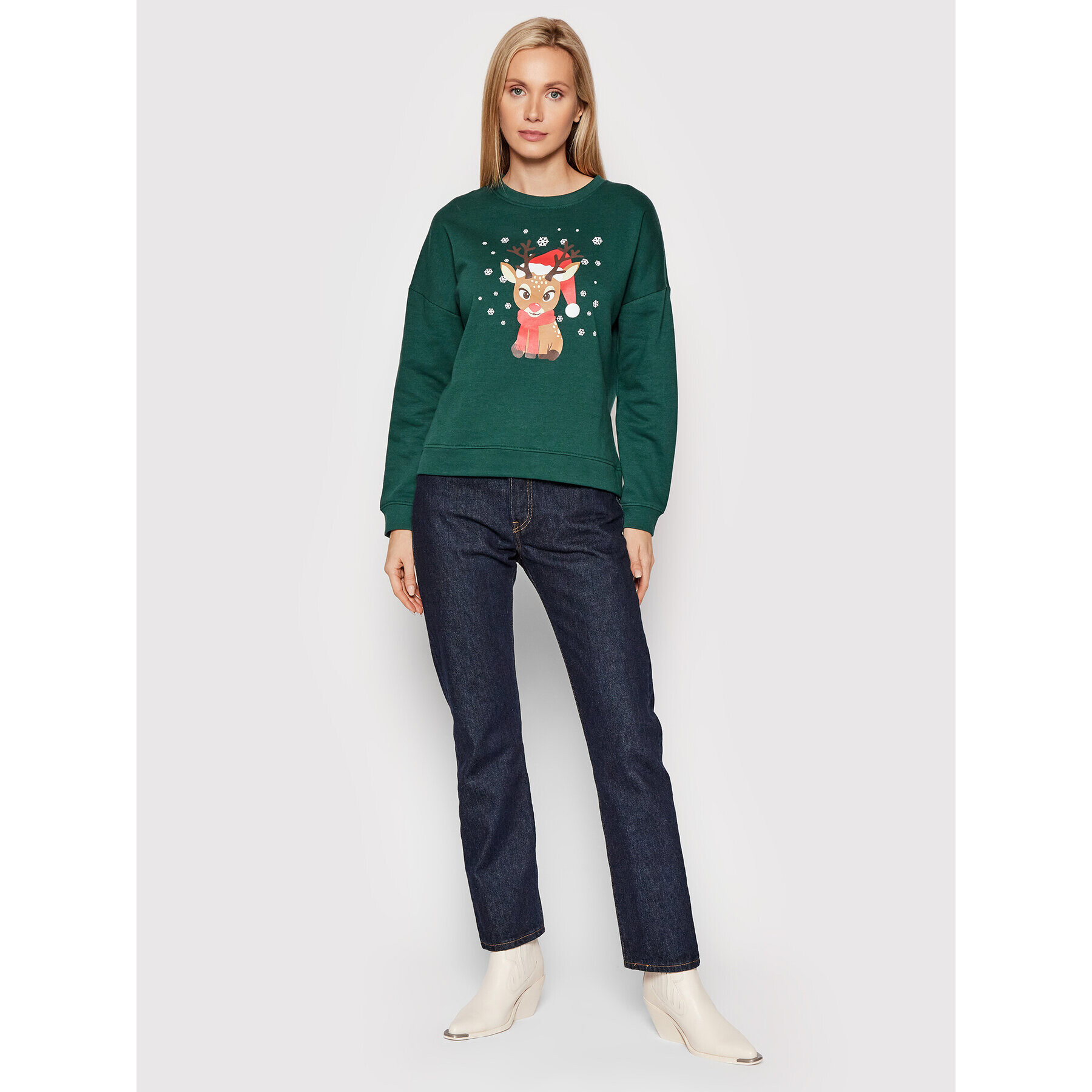 Vero Moda Суитшърт Reindeer 10262925 Зелен Relaxed Fit - Pepit.bg