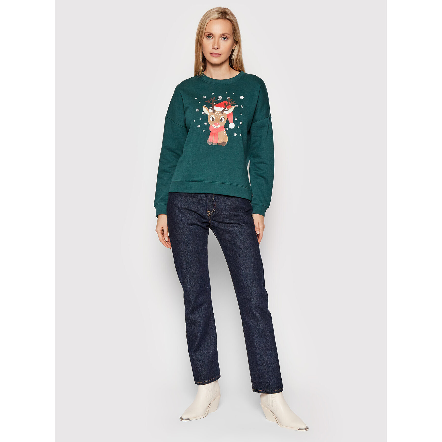 Vero Moda Суитшърт Reindeer 10262925 Зелен Relaxed Fit - Pepit.bg