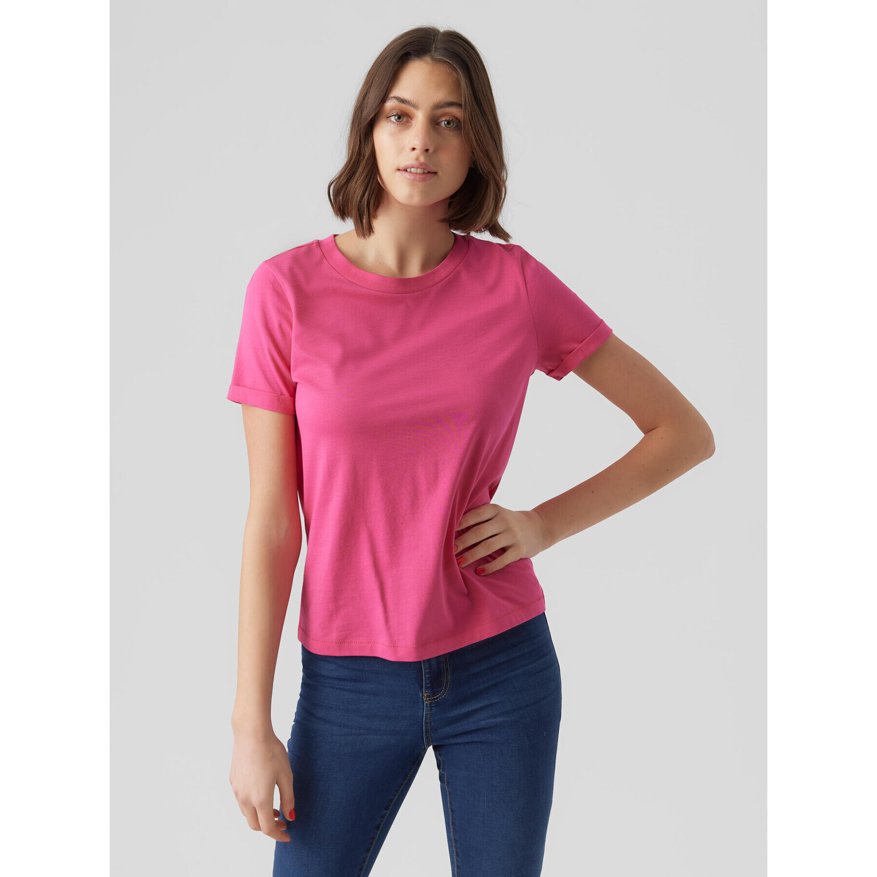 Vero Moda Тишърт Paula 10243889 Розов Regular Fit - Pepit.bg