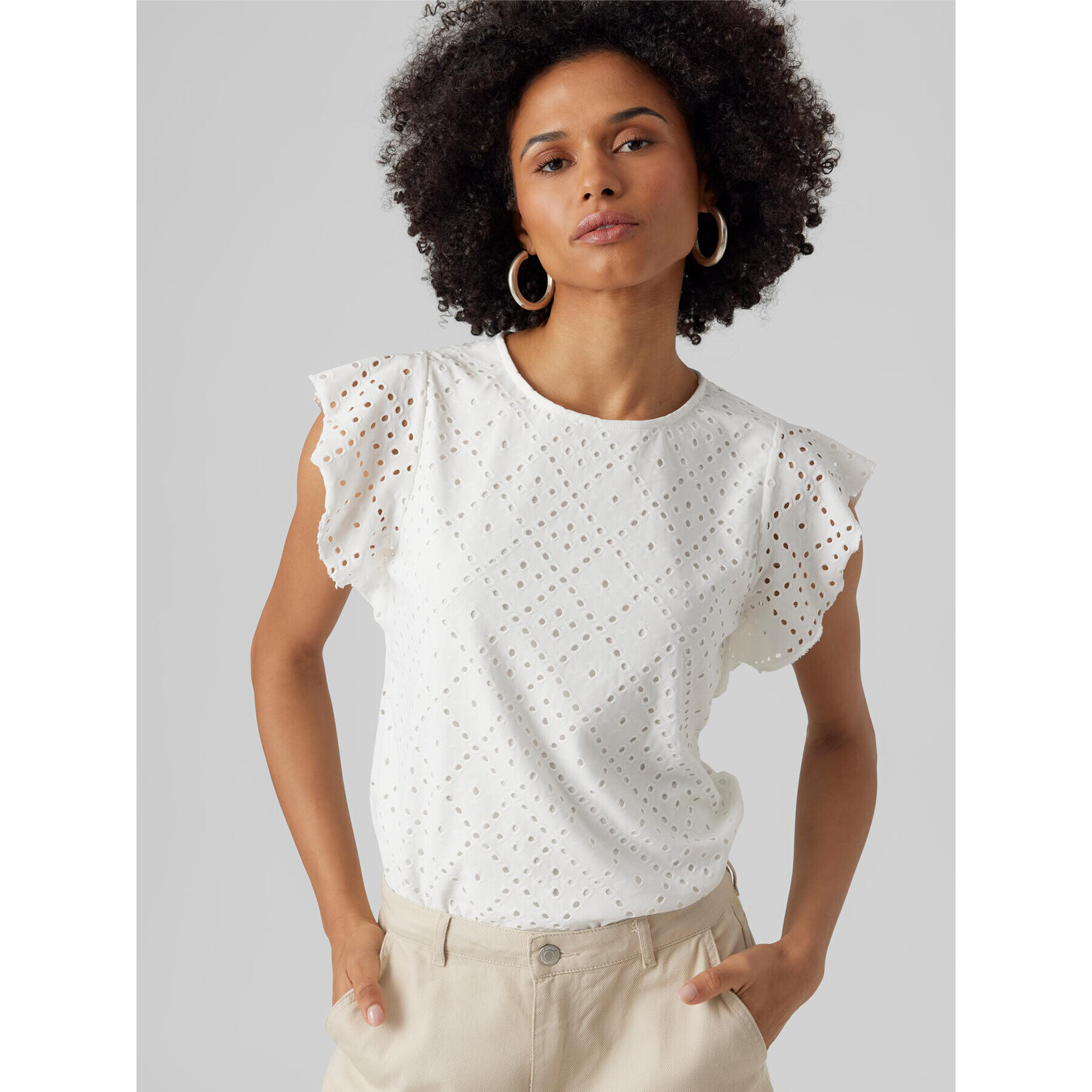 Vero Moda Тишърт 10286067 Бял Loose Fit - Pepit.bg