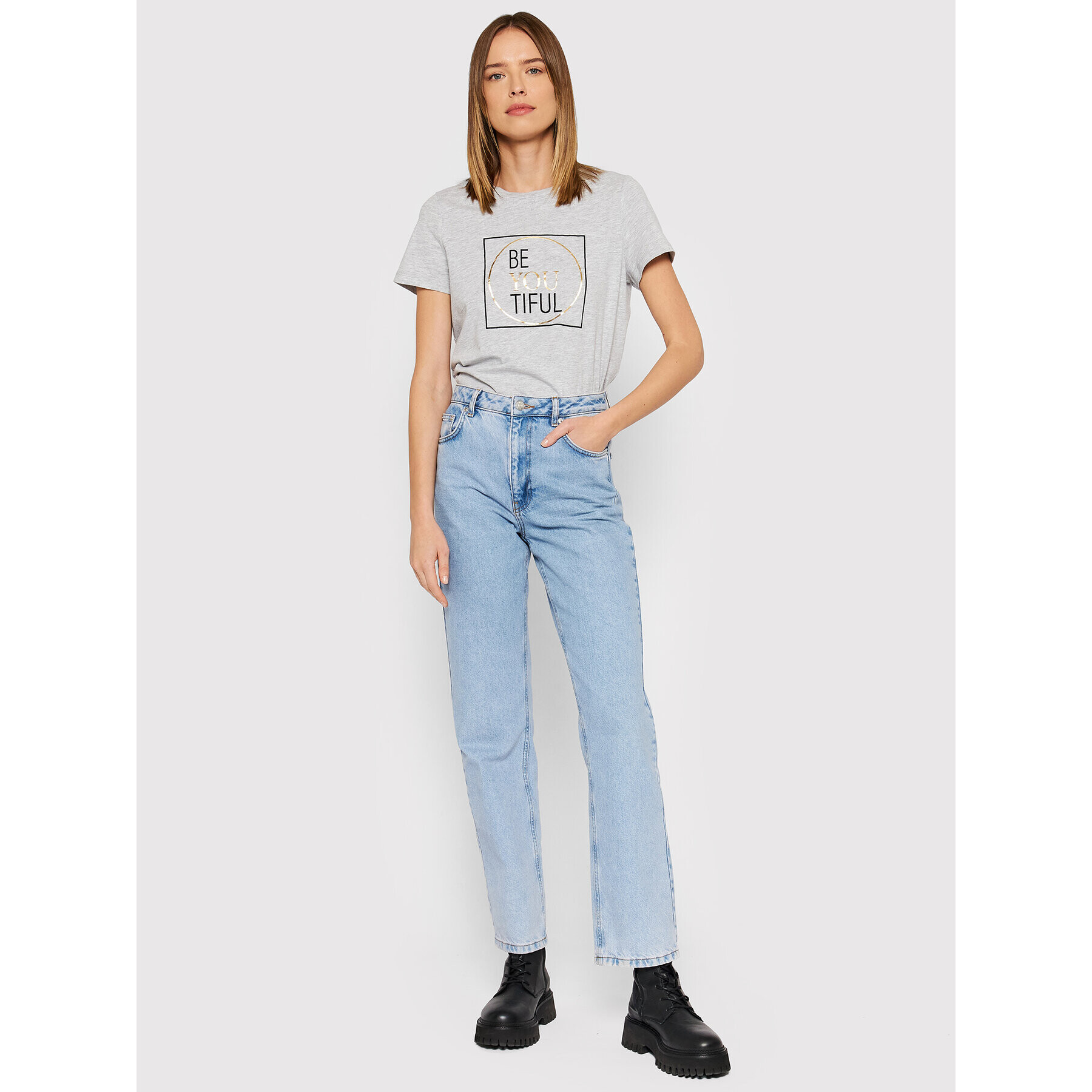 Vero Moda Тишърт Be You 10262920 Сив Regular Fit - Pepit.bg