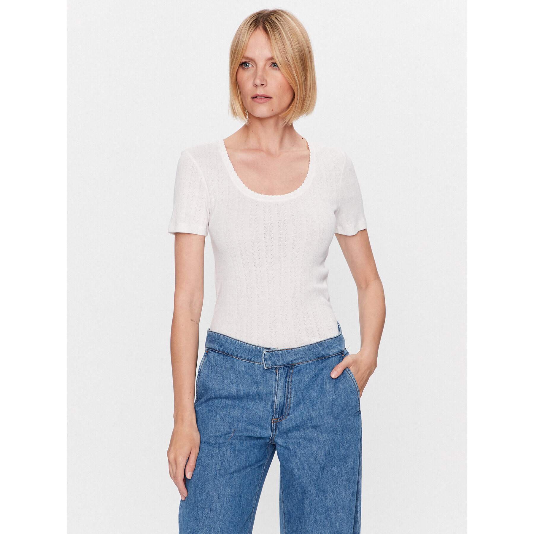 Vero Moda Тишърт Casja 10286071 Бял Regular Fit - Pepit.bg